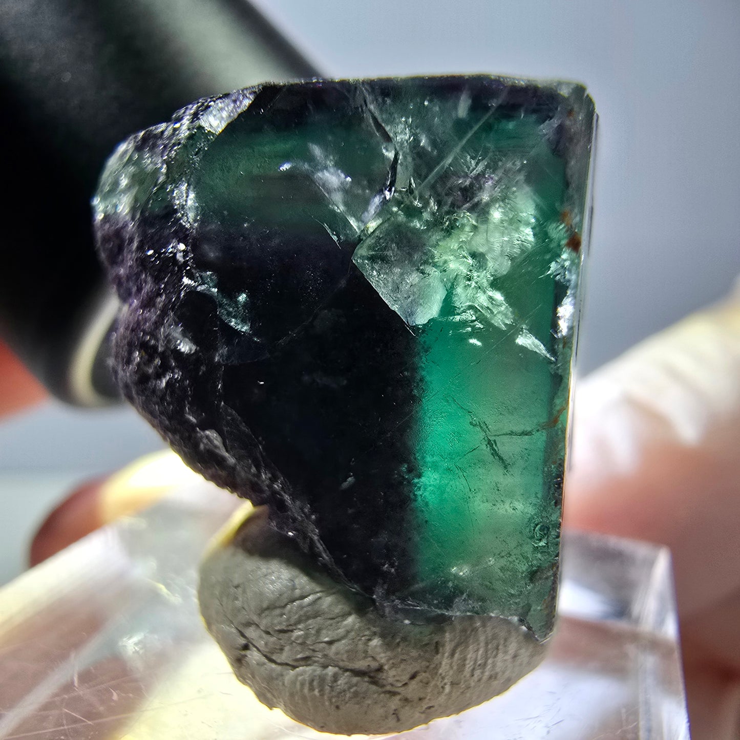 Phantom Fluorite cube parquetted, green purple Okorusu, Namibia 22*21*20mm