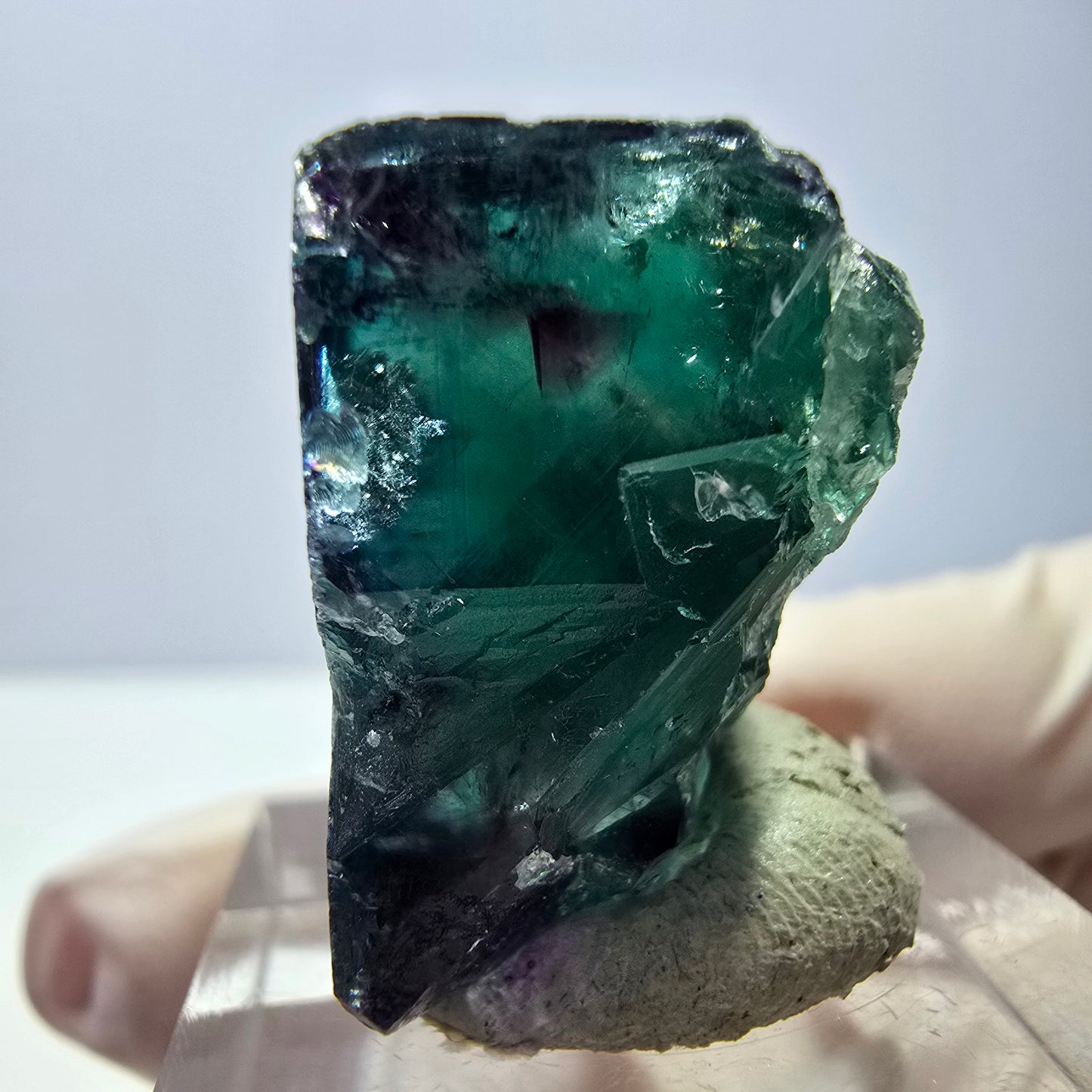 Phantom Fluorite cube parquetted, green purple Okorusu, Namibia 23*22*17mm