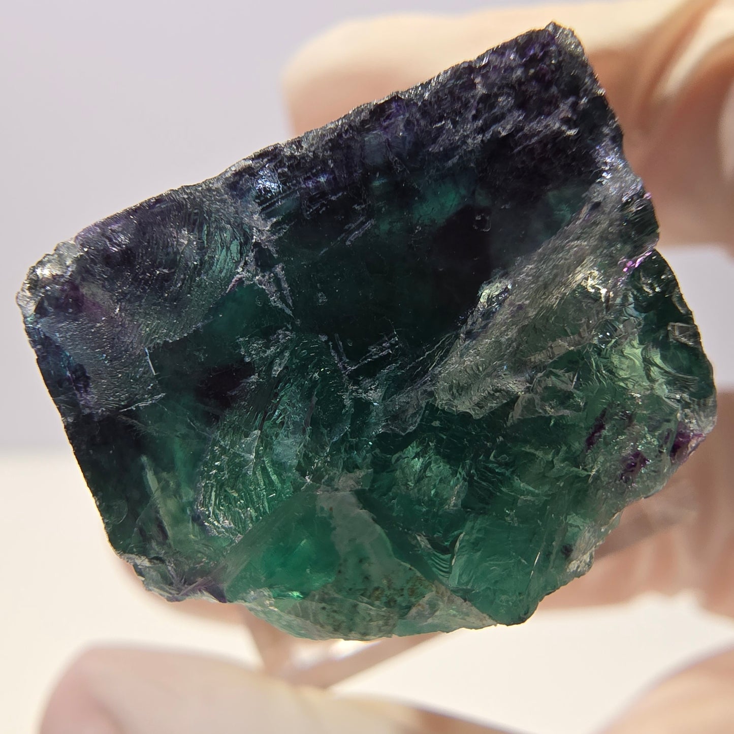 Phantom Fluorite cube parquetted, green purple Okorusu, Namibia 23*22*17mm
