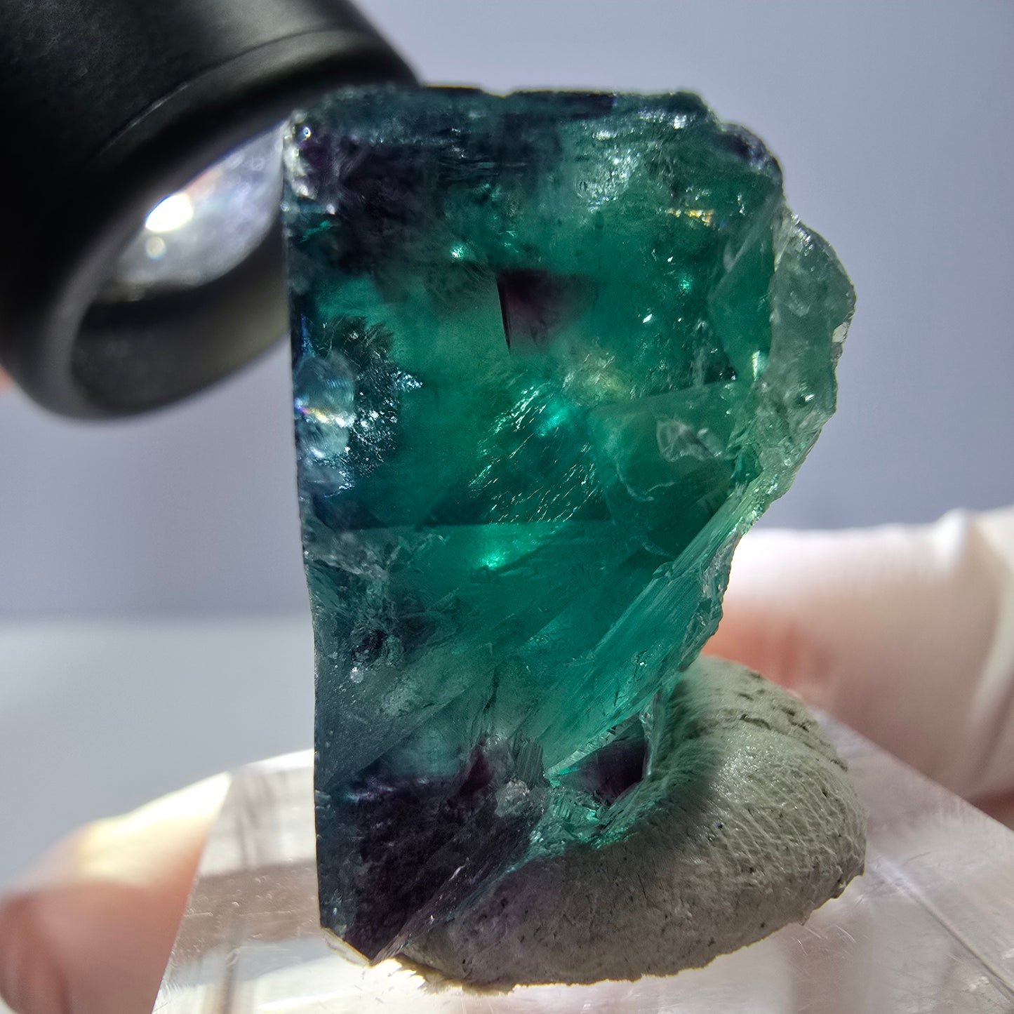 Phantom Fluorite cube parquetted, green purple Okorusu, Namibia 23*22*17mm