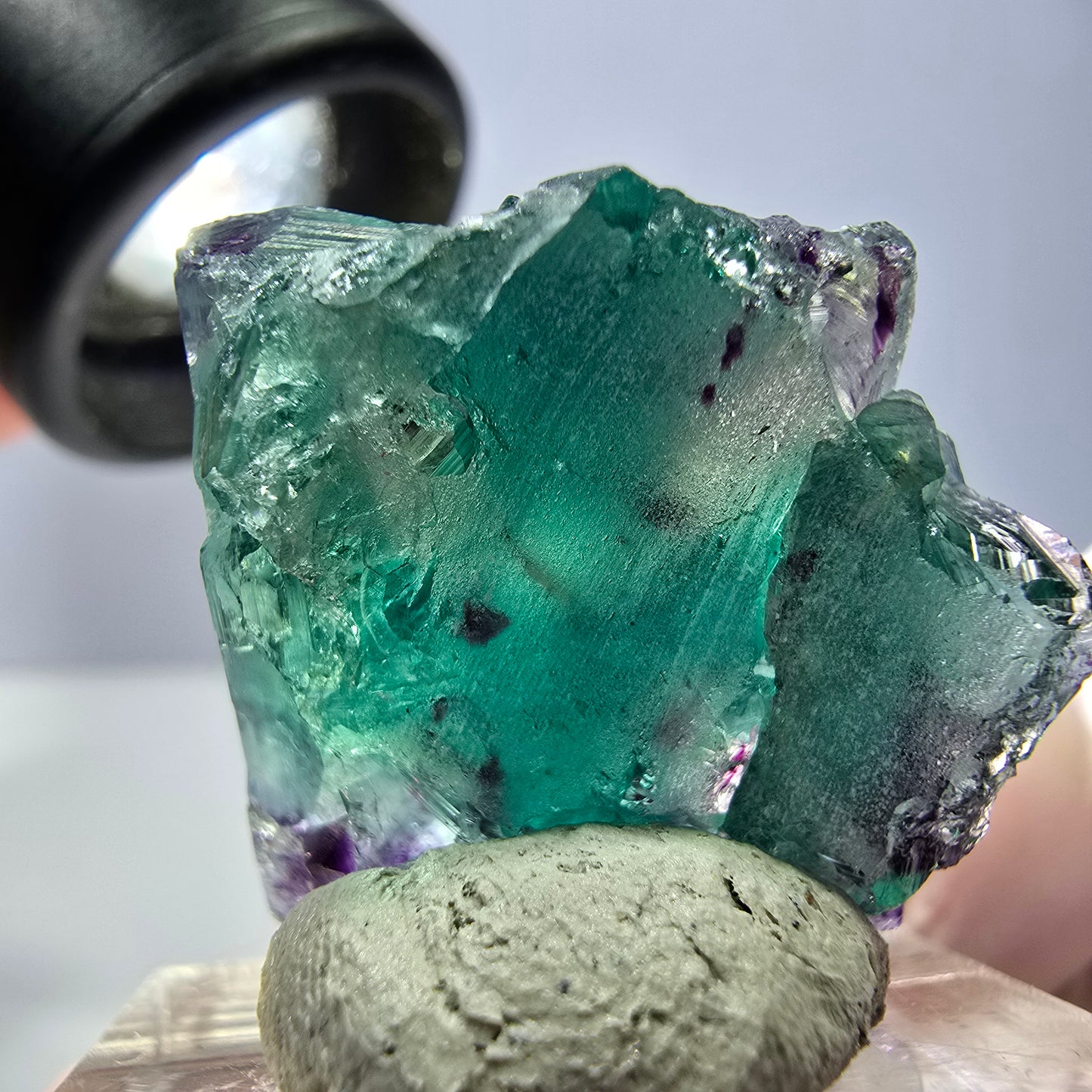 Phantom Fluorite cube parquetted, green purple Okorusu, Namibia 23*22*17mm
