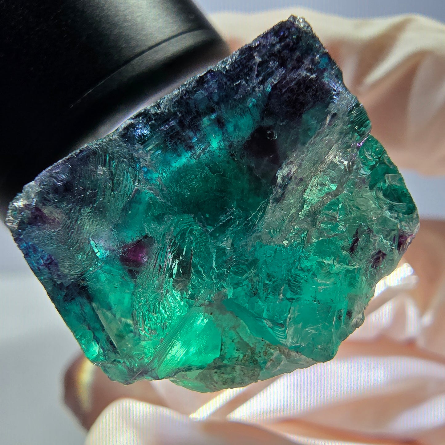 Phantom Fluorite cube parquetted, green purple Okorusu, Namibia 23*22*17mm