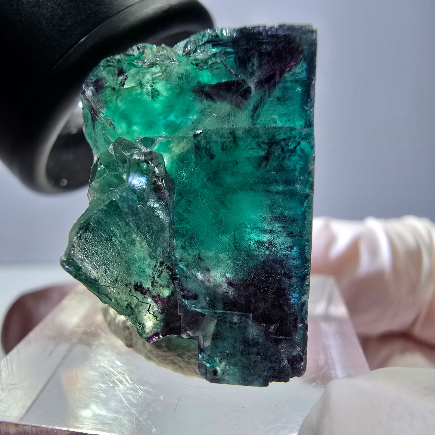 Phantom Fluorite cube parquetted, green purple Okorusu, Namibia 23*22*17mm