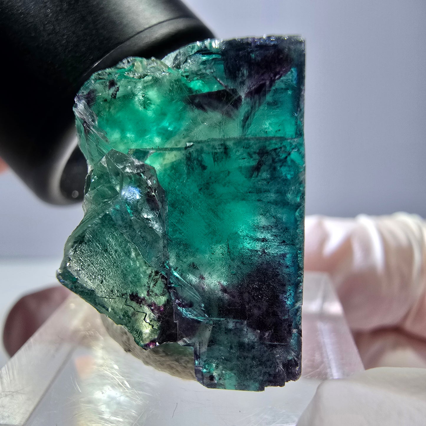 Phantom Fluorite cube parquetted, green purple Okorusu, Namibia 23*22*17mm