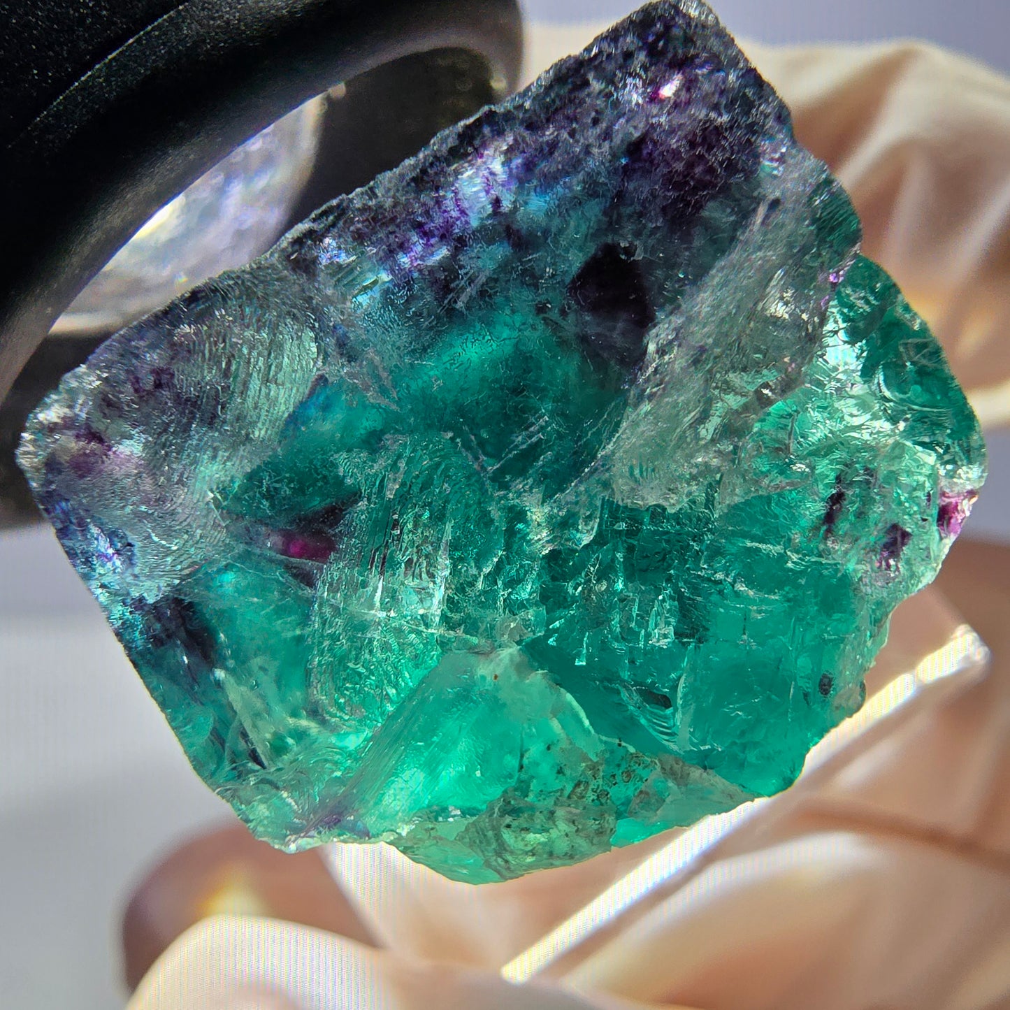 Phantom Fluorite cube parquetted, green purple Okorusu, Namibia 23*22*17mm