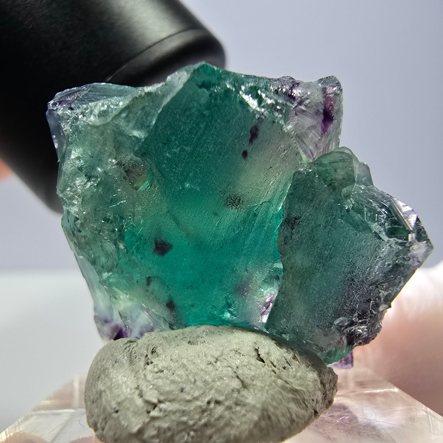 Phantom Fluorite cube parquetted, green purple Okorusu, Namibia 23*22*17mm
