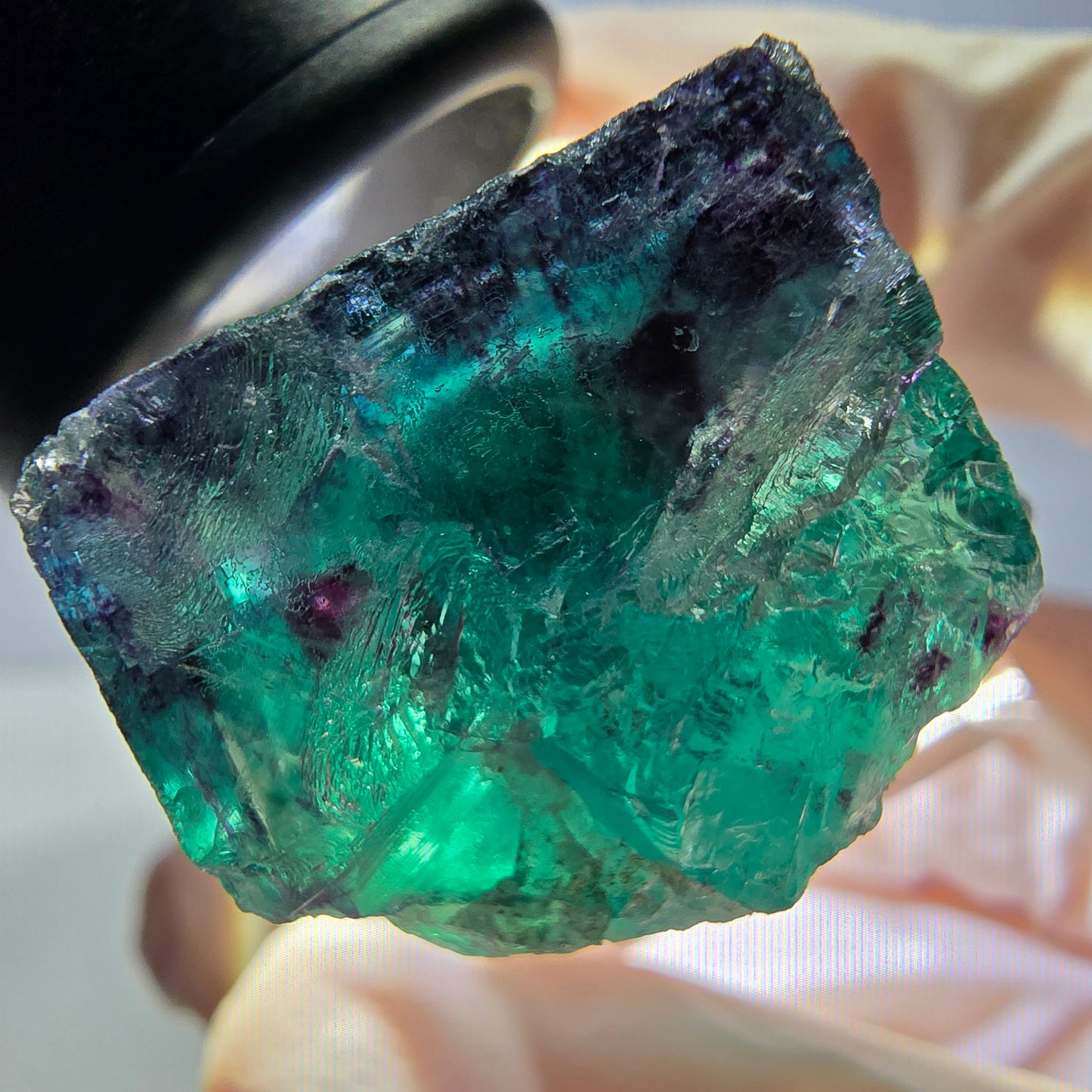 Phantom Fluorite cube parquetted, green purple Okorusu, Namibia 23*22*17mm