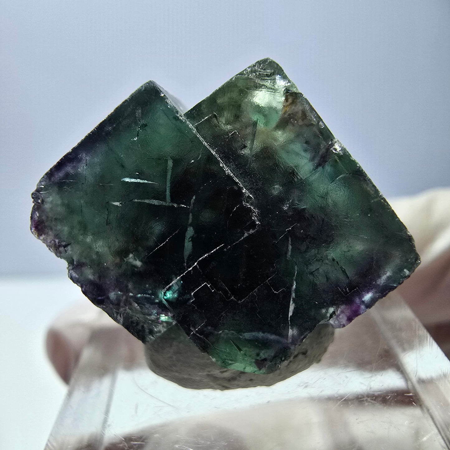Phantom Fluorite cube parquetted, green purple Okorusu, Namibia 19*19*16mm