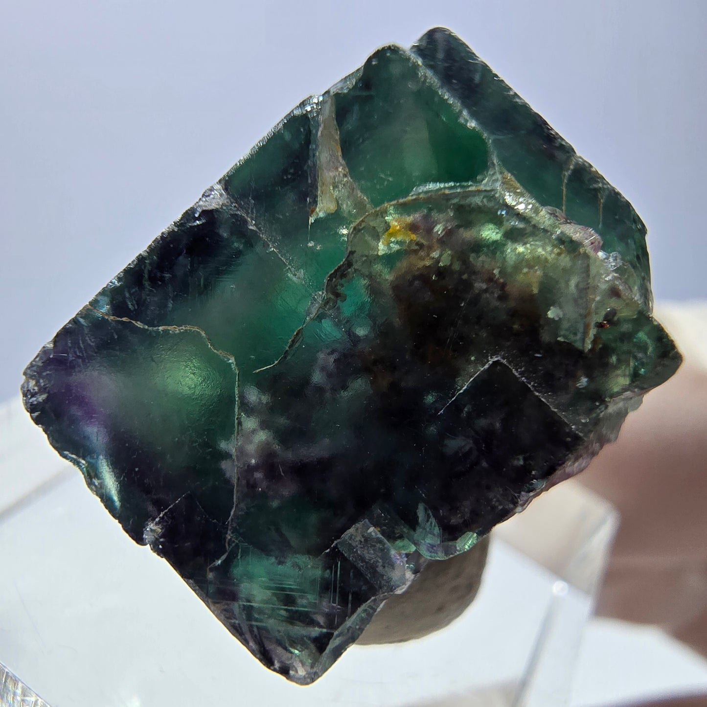 Phantom Fluorite cube parquetted, green purple Okorusu, Namibia 19*19*16mm