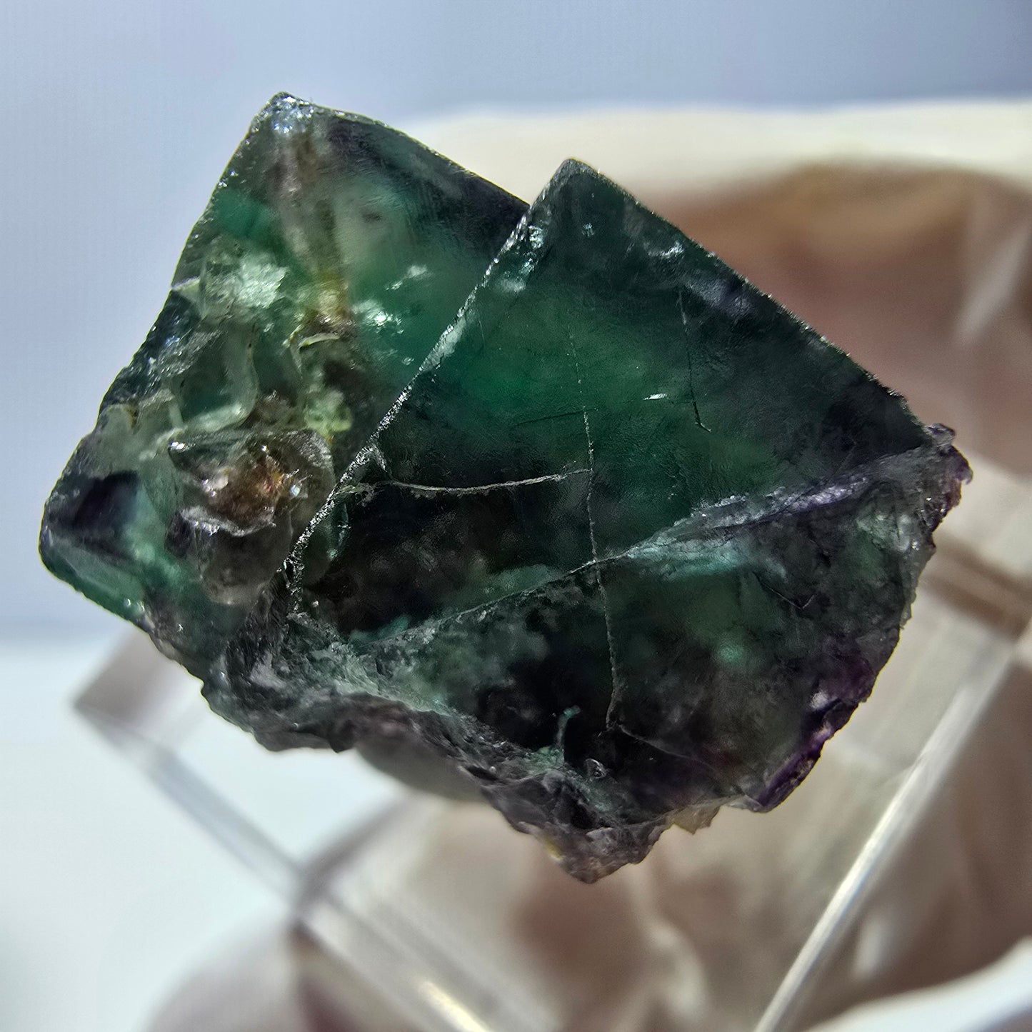 Phantom Fluorite cube parquetted, green purple Okorusu, Namibia 19*19*16mm