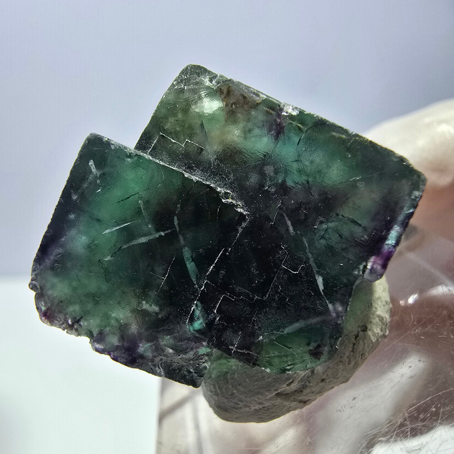 Phantom Fluorite cube parquetted, green purple Okorusu, Namibia 19*19*16mm