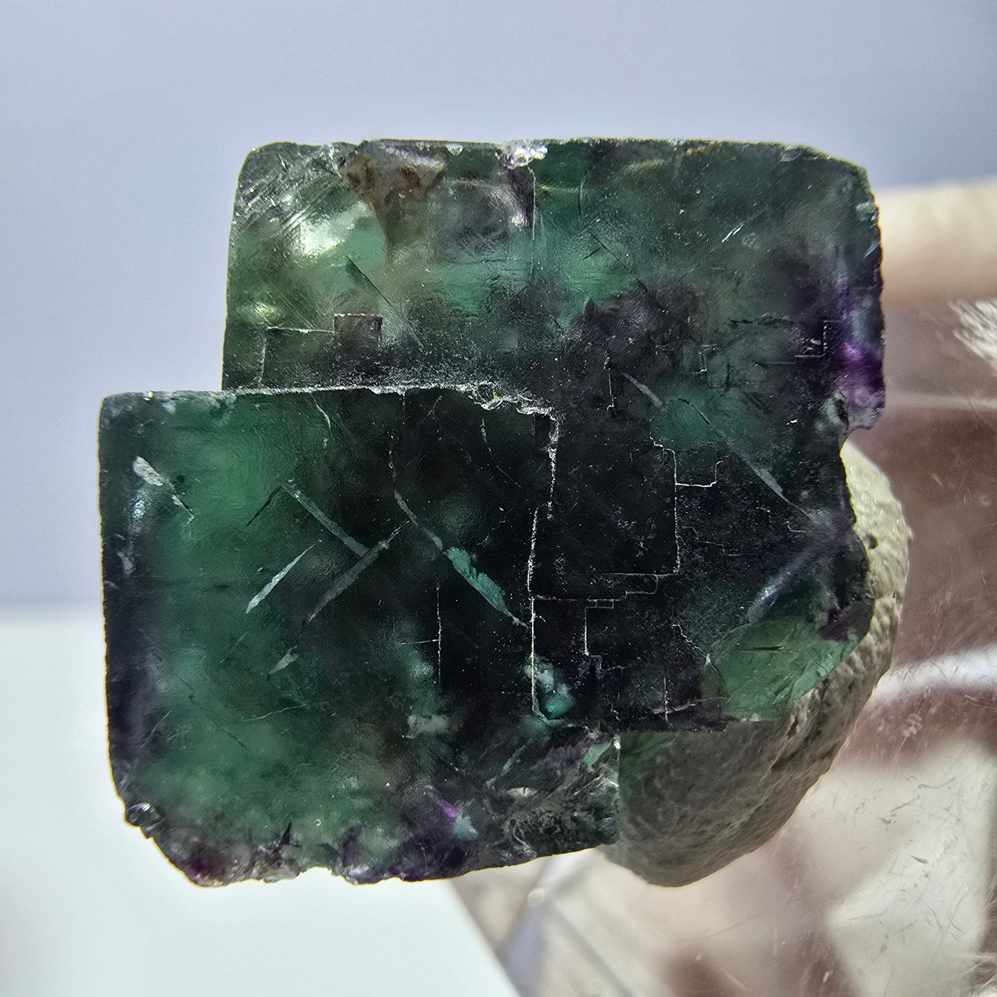 Phantom Fluorite cube parquetted, green purple Okorusu, Namibia 19*19*16mm