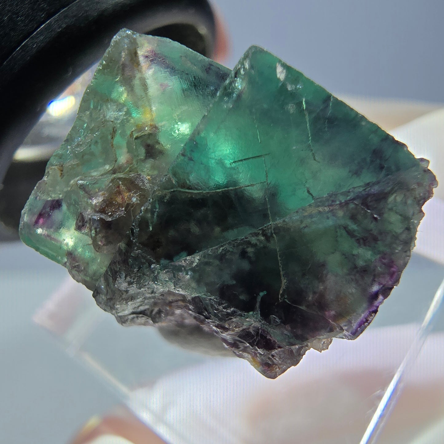 Phantom Fluorite cube parquetted, green purple Okorusu, Namibia 19*19*16mm