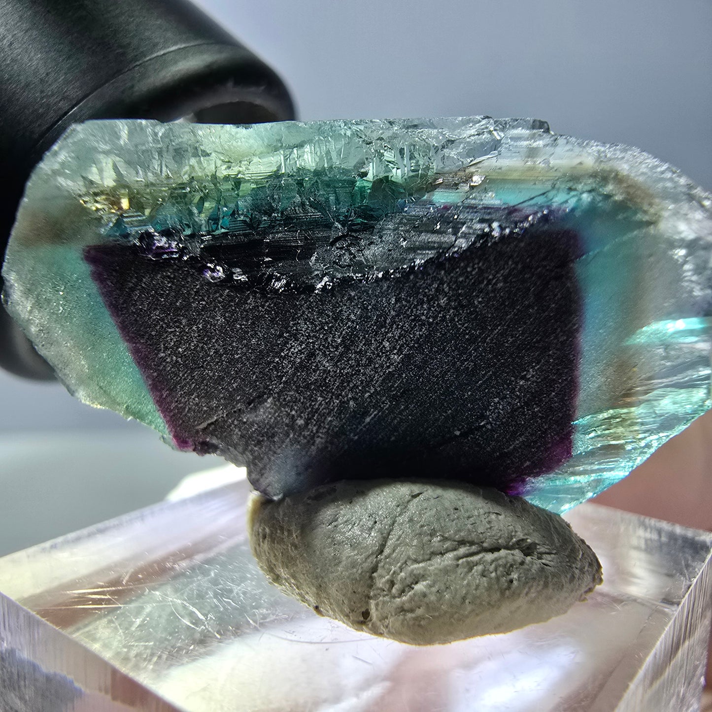 Phantom Fluorite cube parquetted, green purple Okorusu, Namibia 27*22*21mm