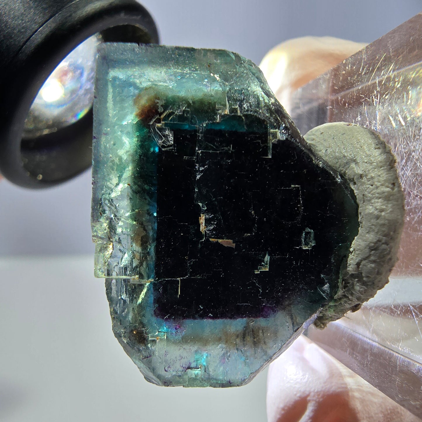 Phantom Fluorite cube parquetted, green purple Okorusu, Namibia 27*22*21mm
