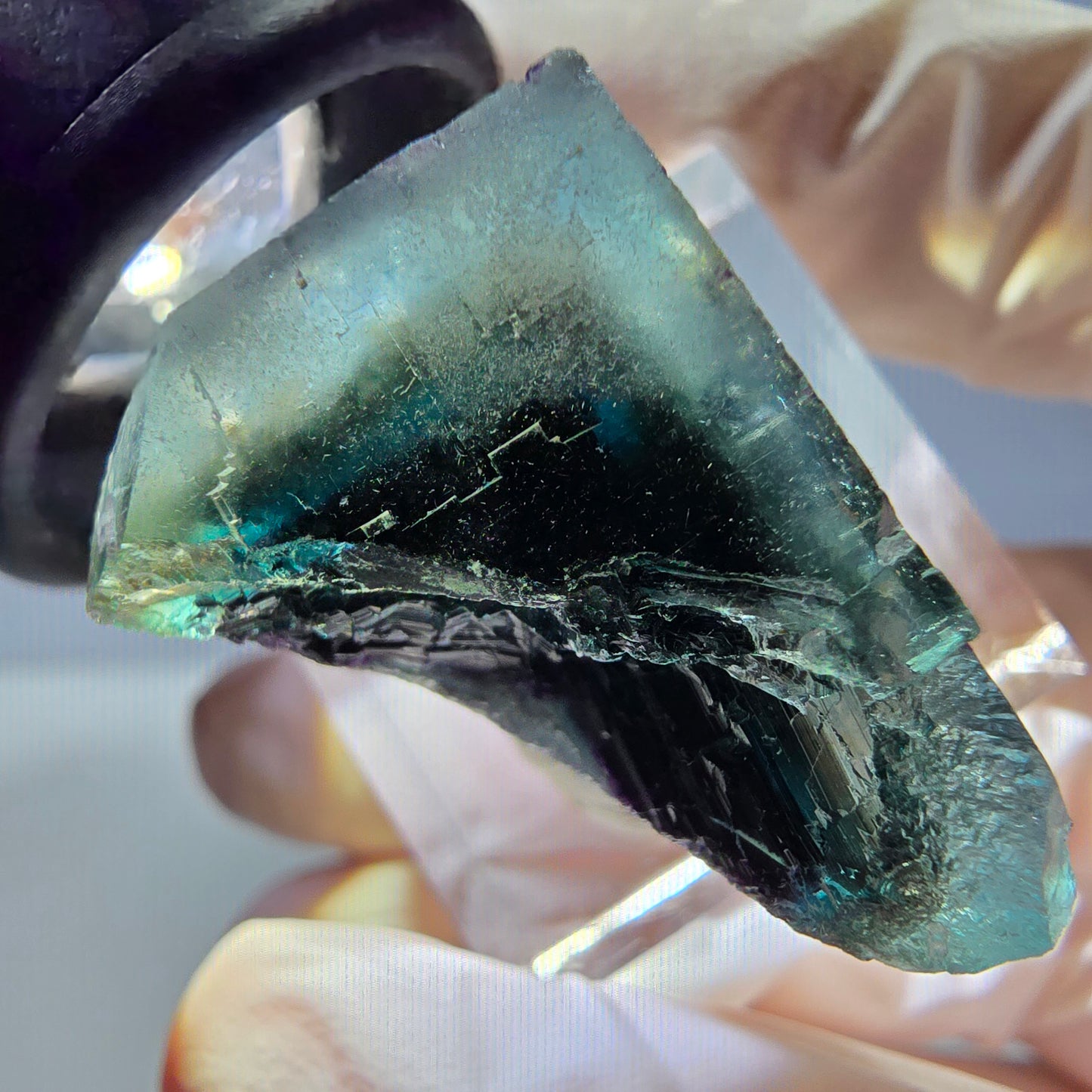 Phantom Fluorite cube parquetted, green purple Okorusu, Namibia 27*22*21mm