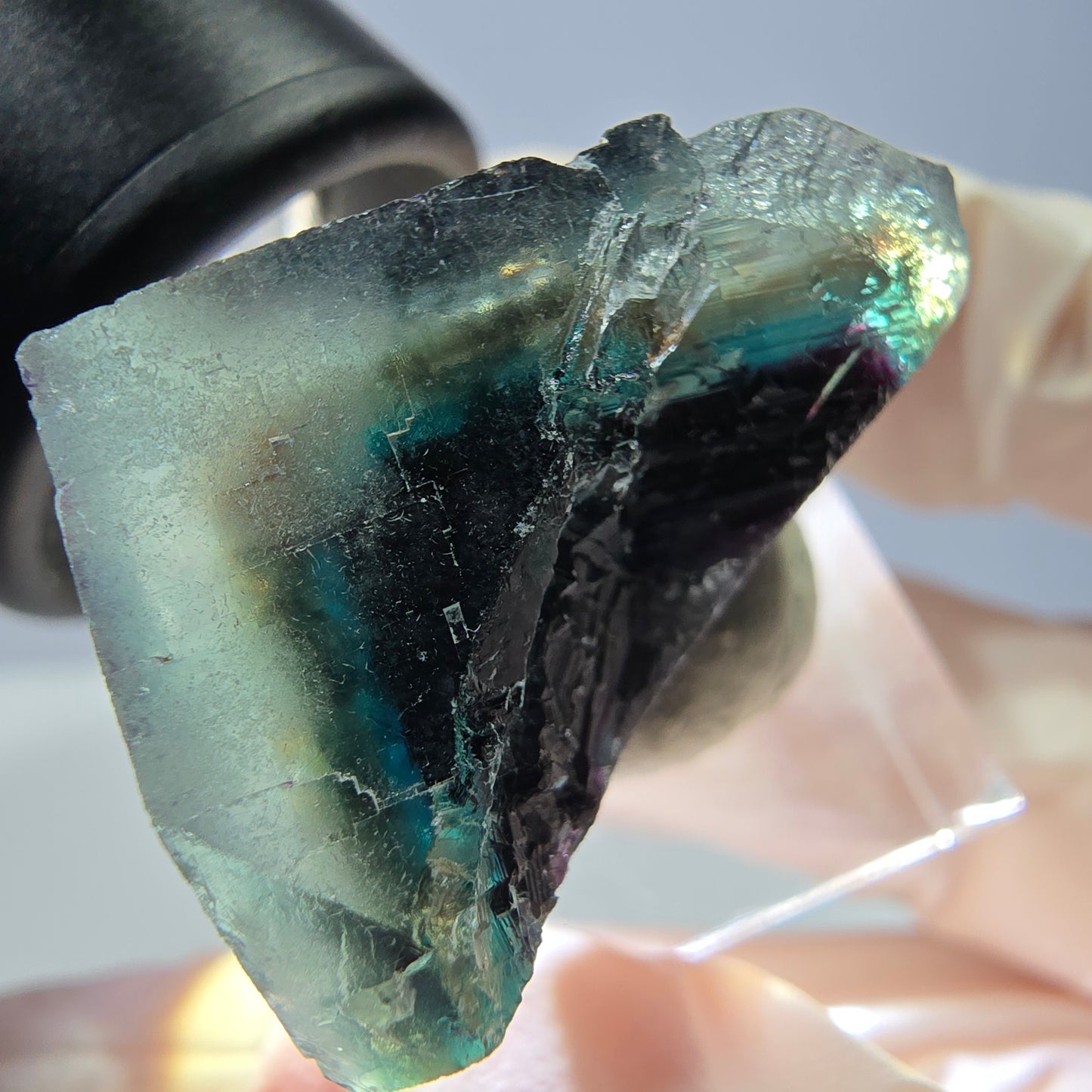 Phantom Fluorite cube parquetted, green purple Okorusu, Namibia 27*22*21mm