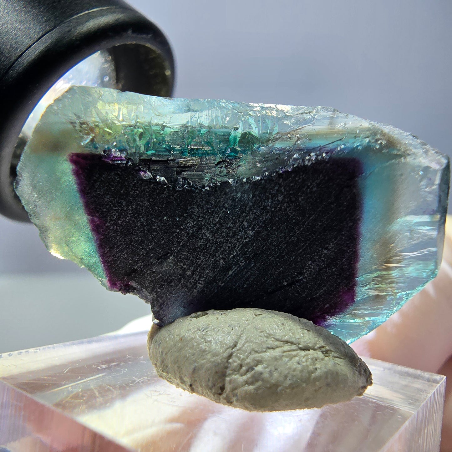 Phantom Fluorite cube parquetted, green purple Okorusu, Namibia 27*22*21mm
