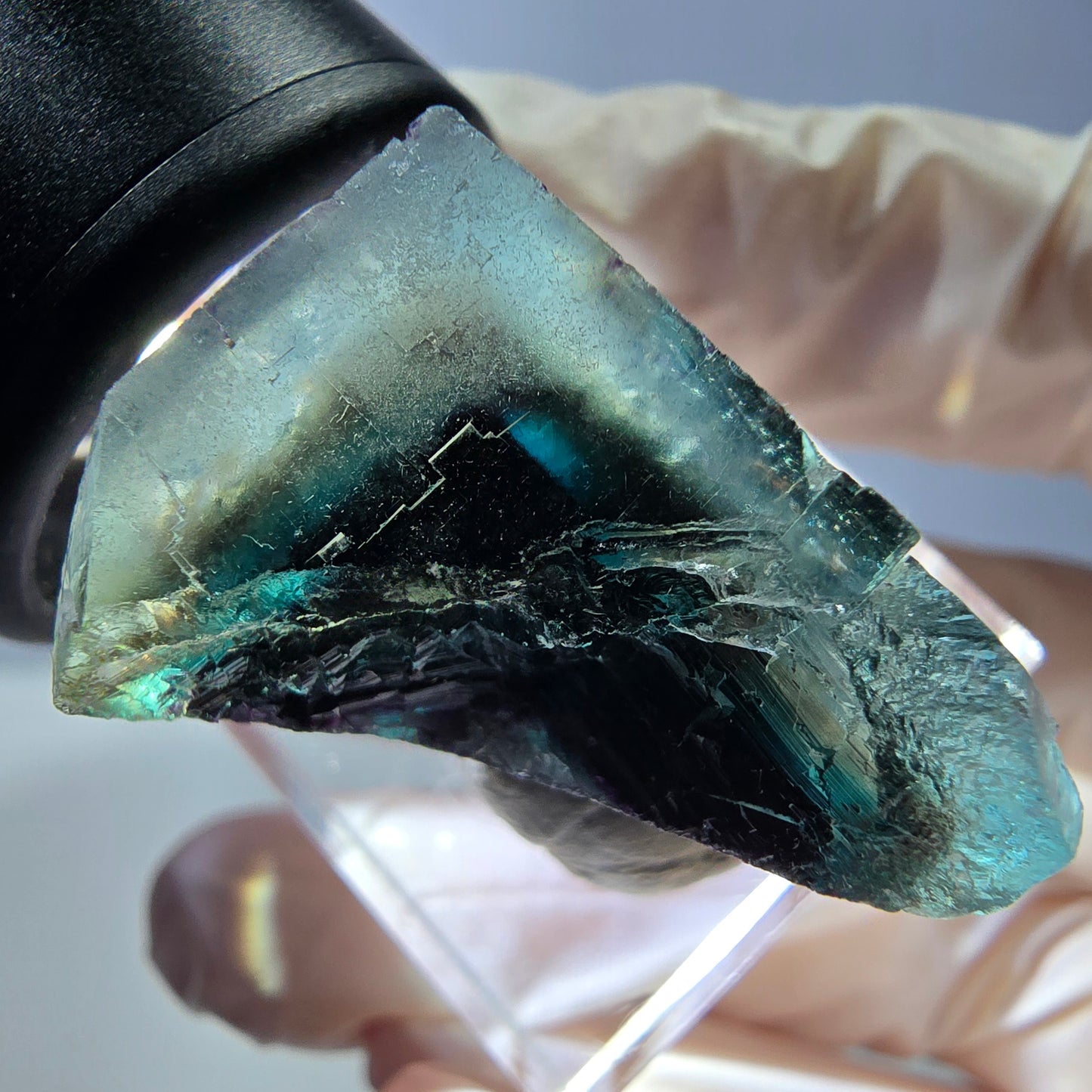 Phantom Fluorite cube parquetted, green purple Okorusu, Namibia 27*22*21mm
