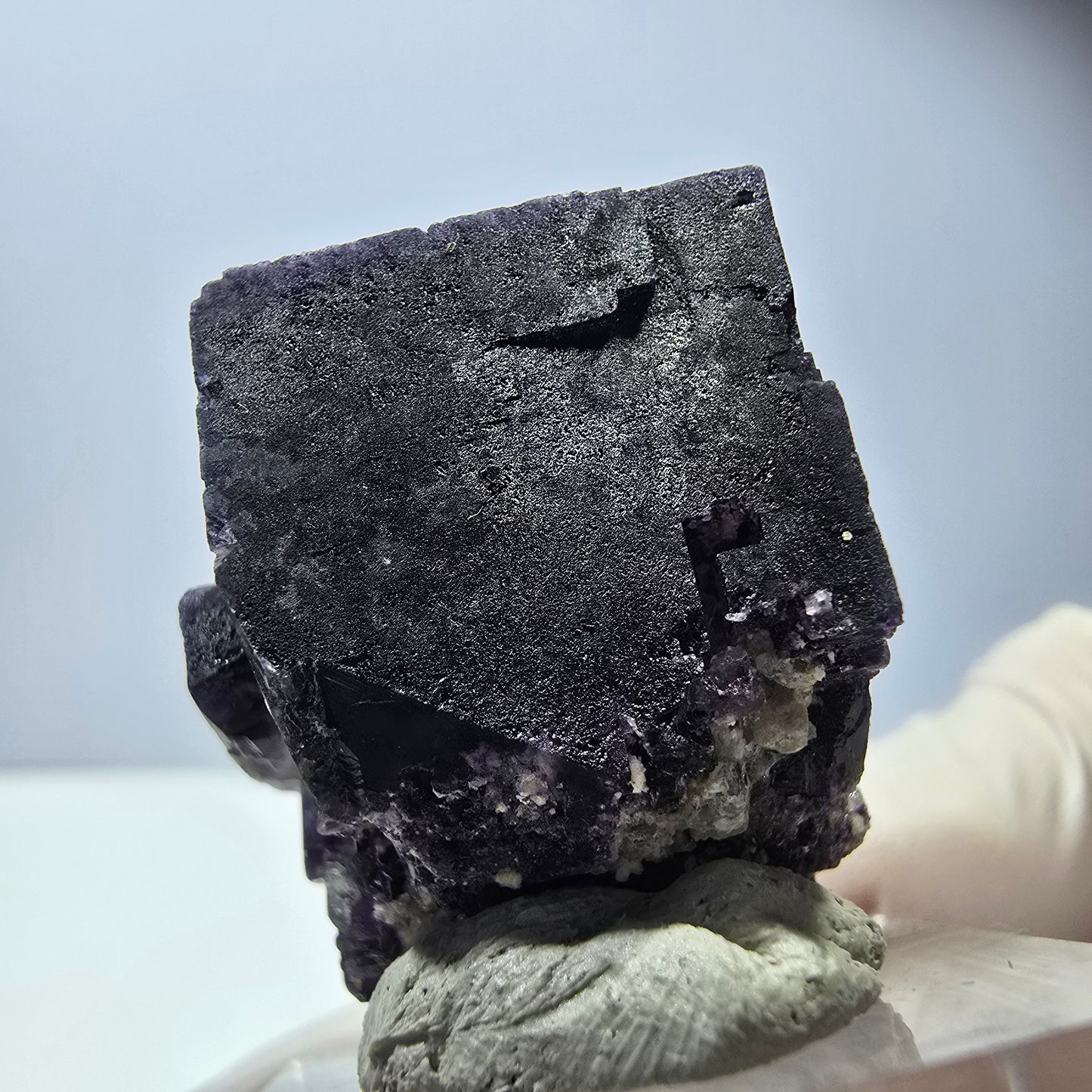 Phantom Fluorite cube parquetted, green purple Okorusu, Namibia 26*24*22mm
