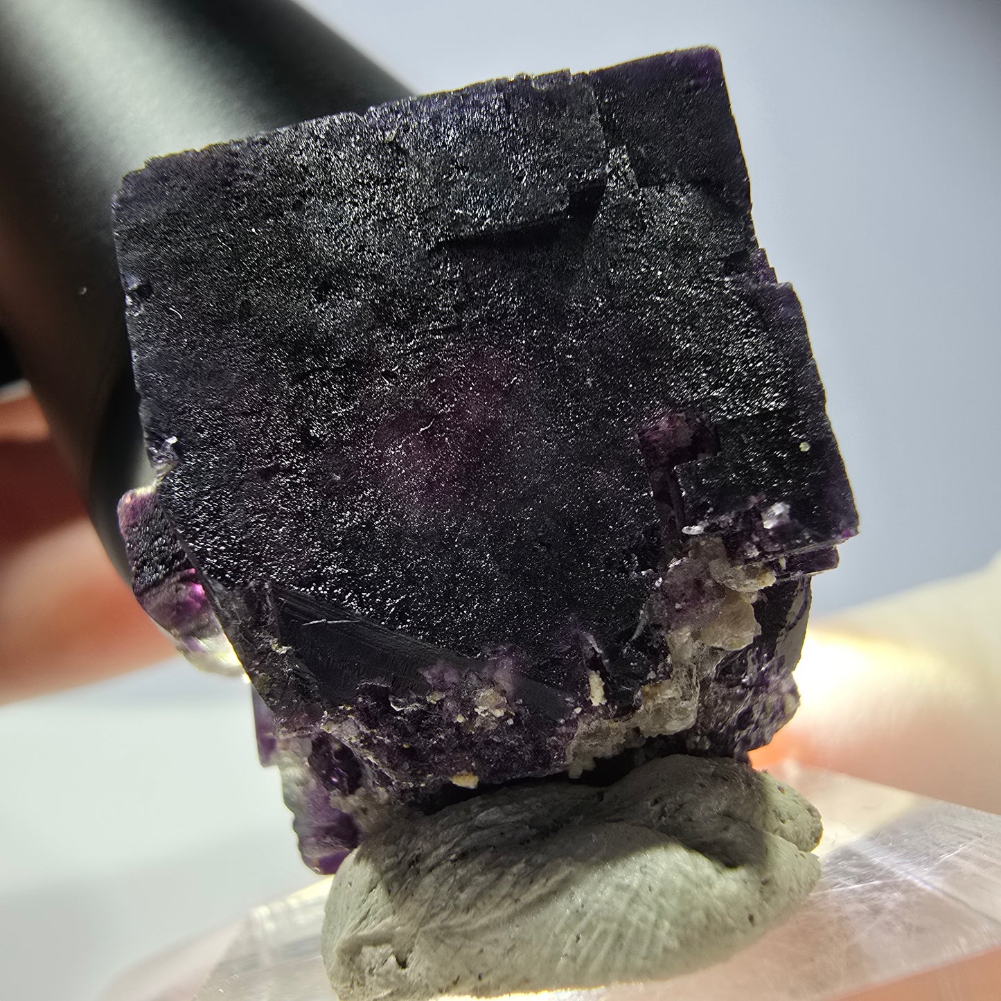 Phantom Fluorite cube parquetted, green purple Okorusu, Namibia 26*24*22mm