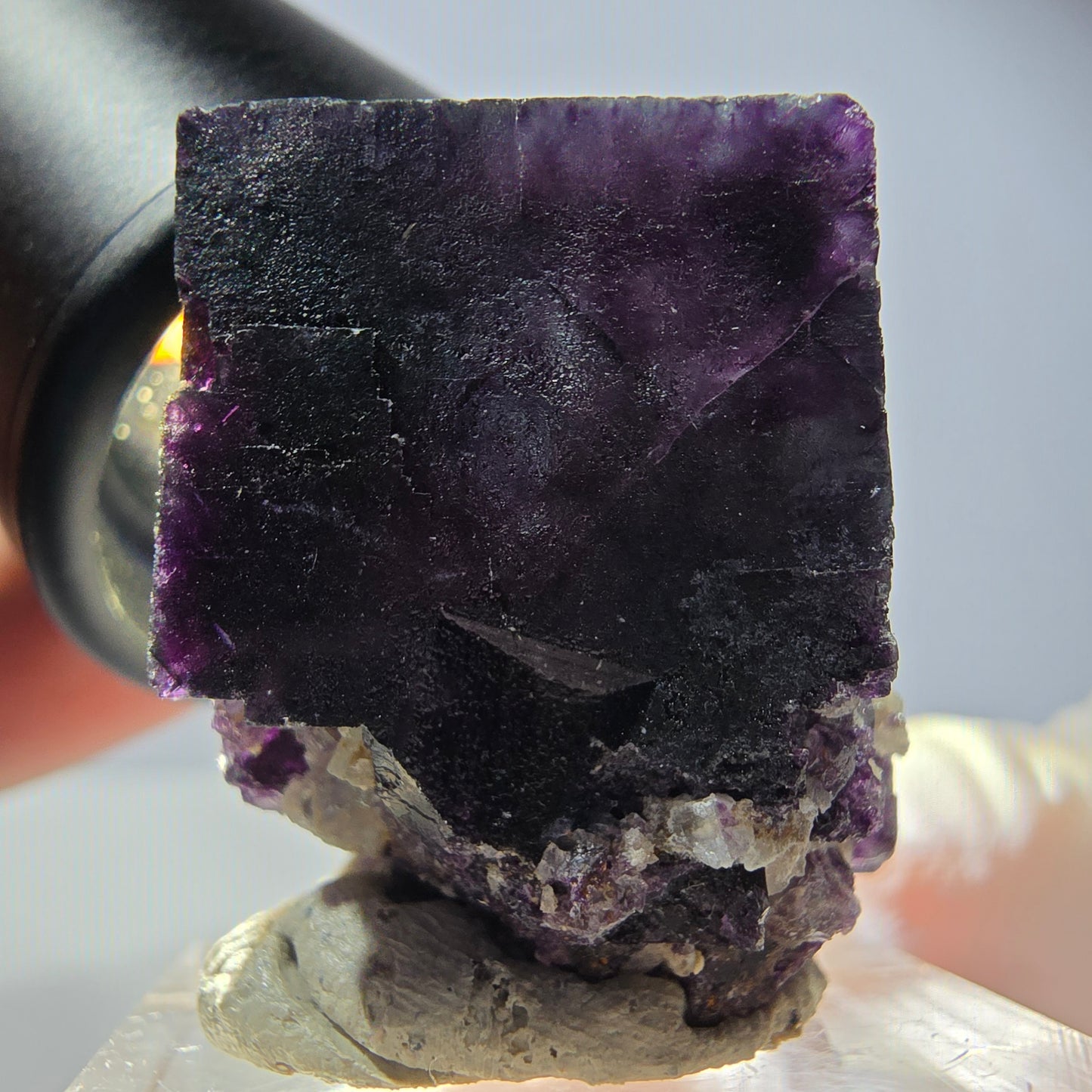 Phantom Fluorite cube parquetted, green purple Okorusu, Namibia 26*24*22mm