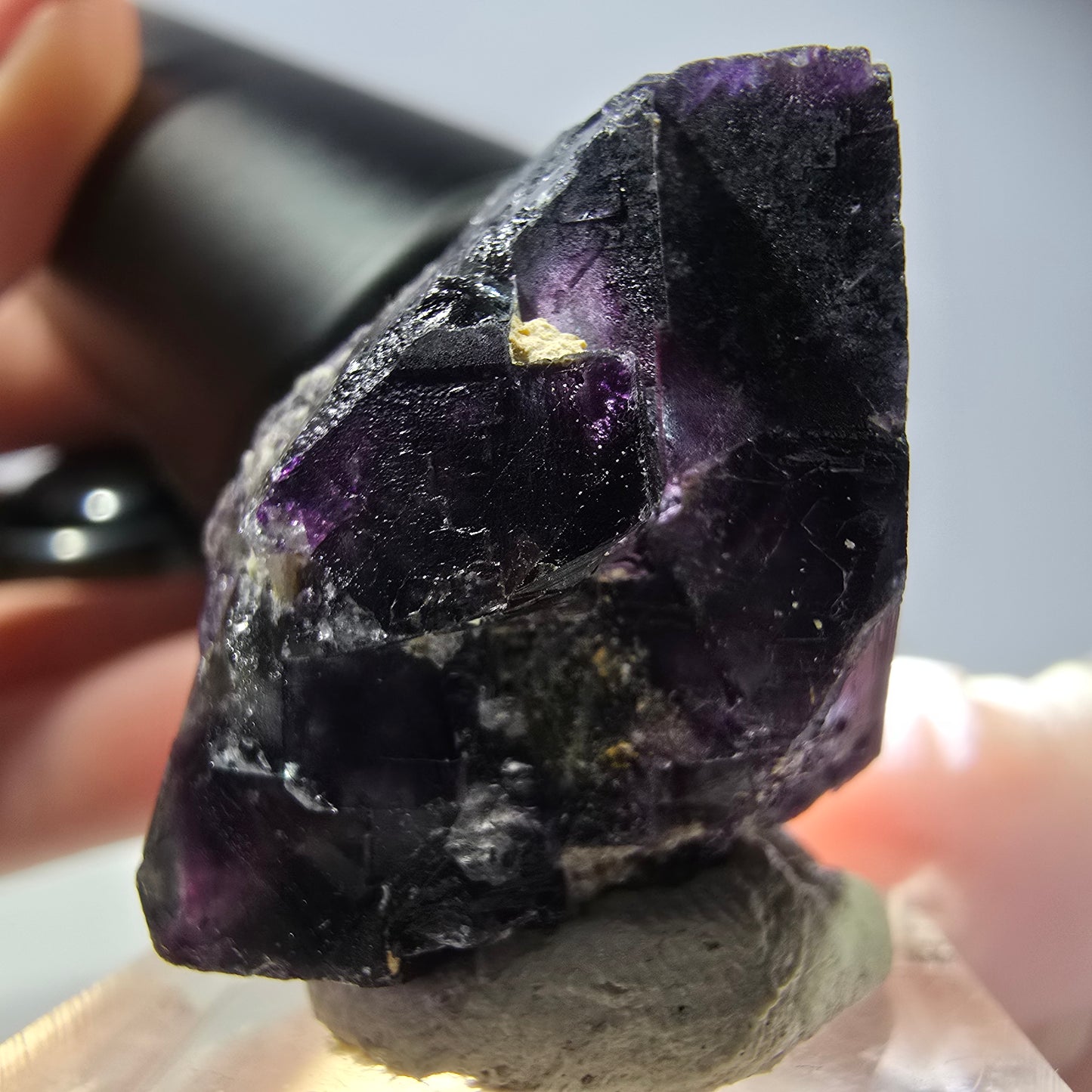Phantom Fluorite cube parquetted, green purple Okorusu, Namibia 26*24*22mm