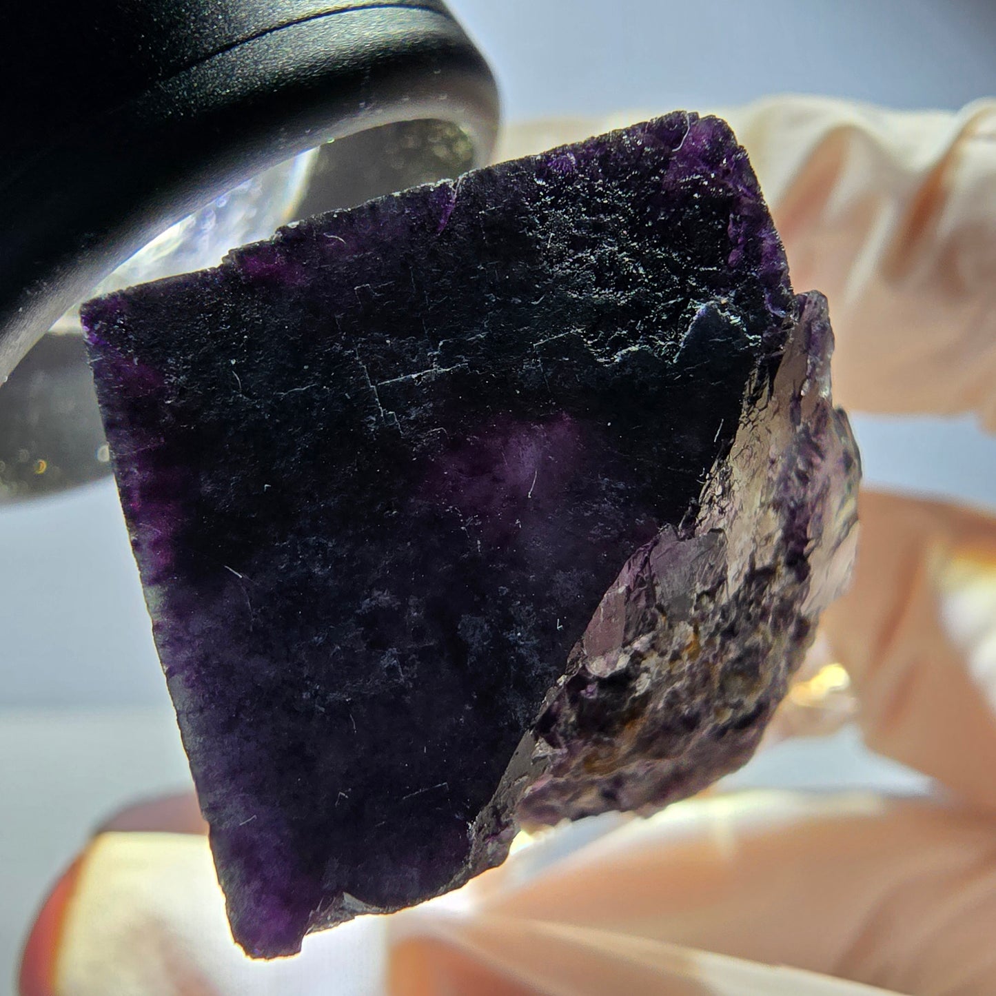Phantom Fluorite cube parquetted, green purple Okorusu, Namibia 26*24*22mm