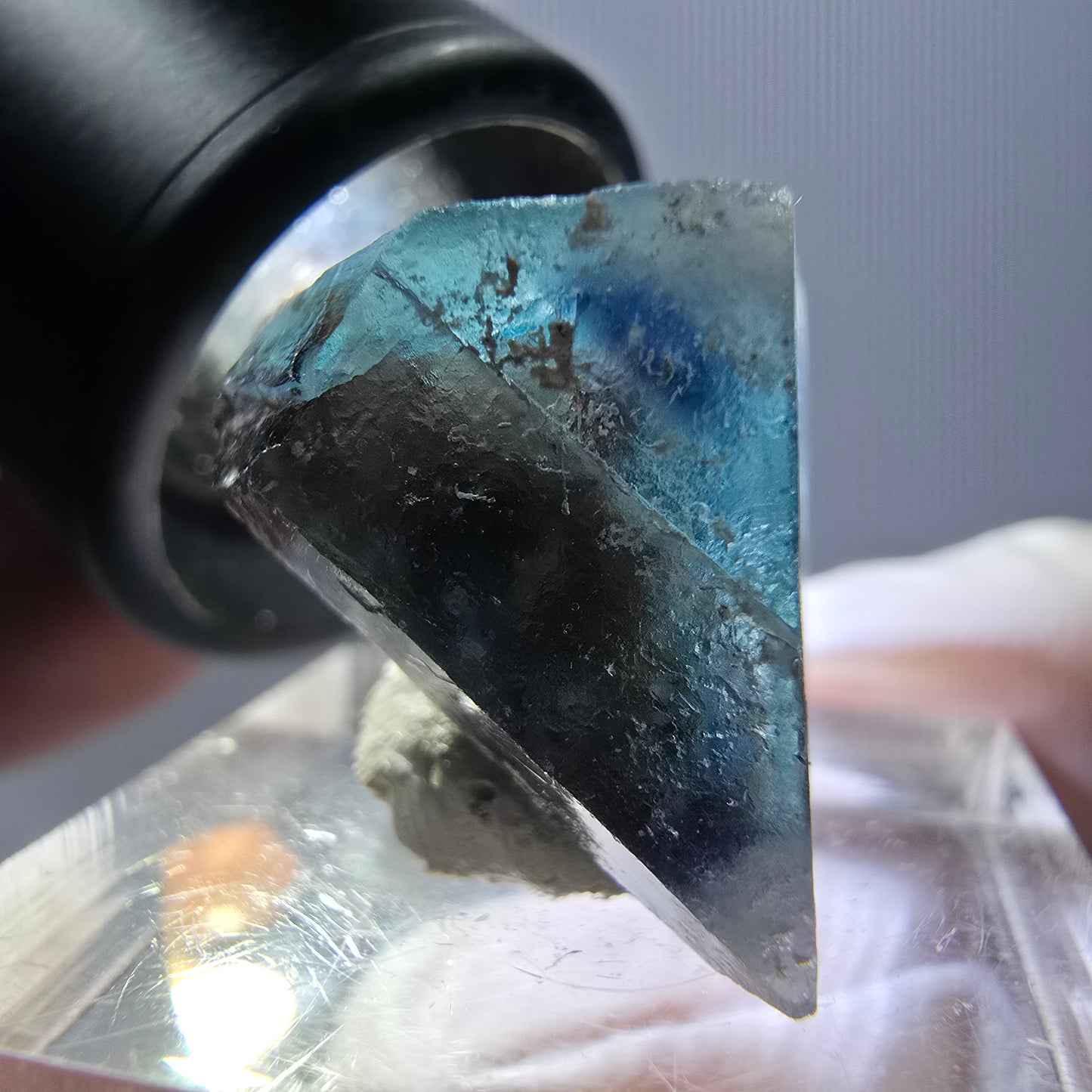 Phantom Fluorite cube parquetted, green purple Okorusu, Namibia 18*18*17mm
