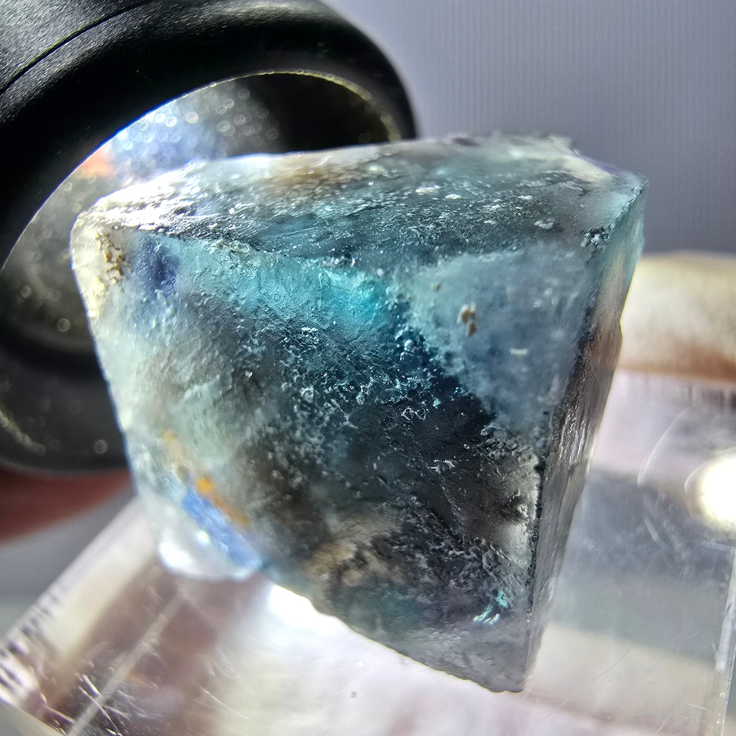 Phantom Fluorite cube parquetted, green purple Okorusu, Namibia 18*18*17mm