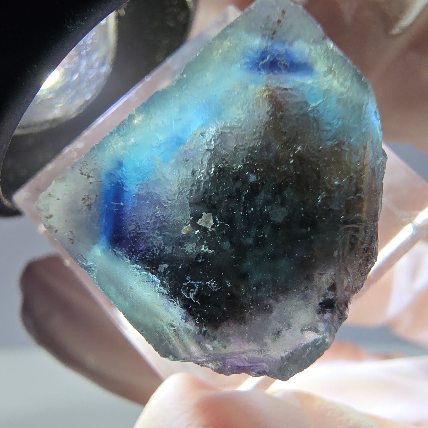Phantom Fluorite cube parquetted, green purple Okorusu, Namibia 18*18*17mm