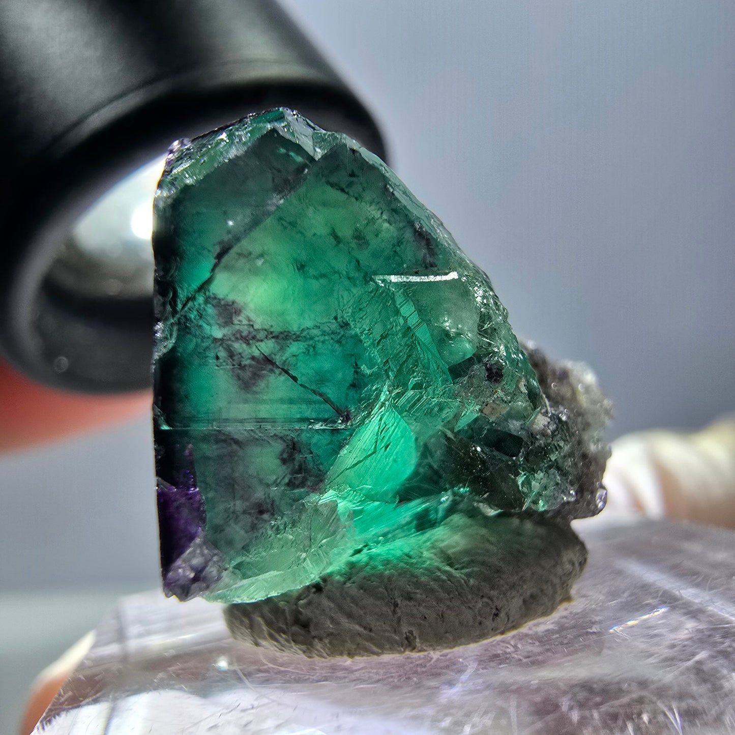 Phantom Fluorite cube parquetted, green purple Okorusu, Namibia 20*20*18mm