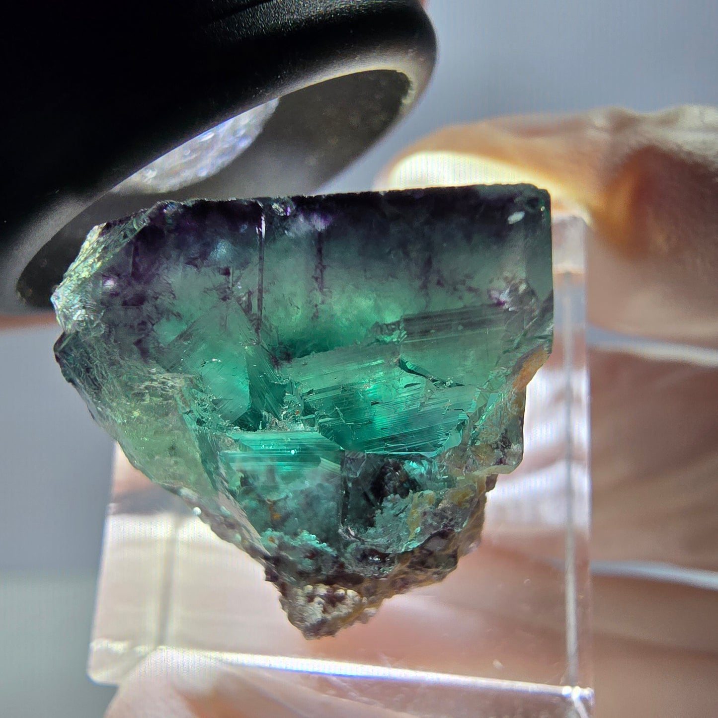 Phantom Fluorite cube parquetted, green purple Okorusu, Namibia 20*20*18mm