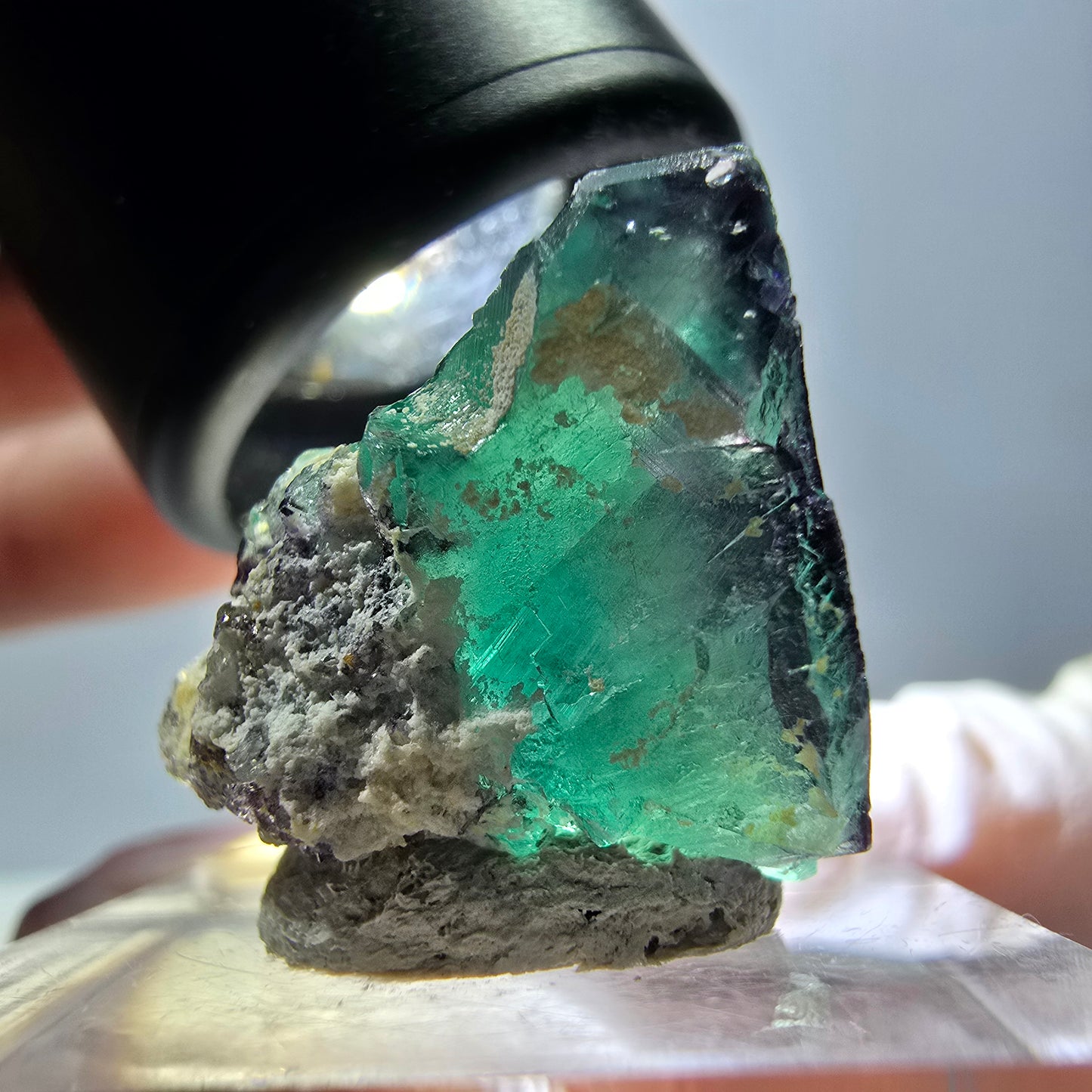 Phantom Fluorite cube parquetted, green purple Okorusu, Namibia 20*20*18mm
