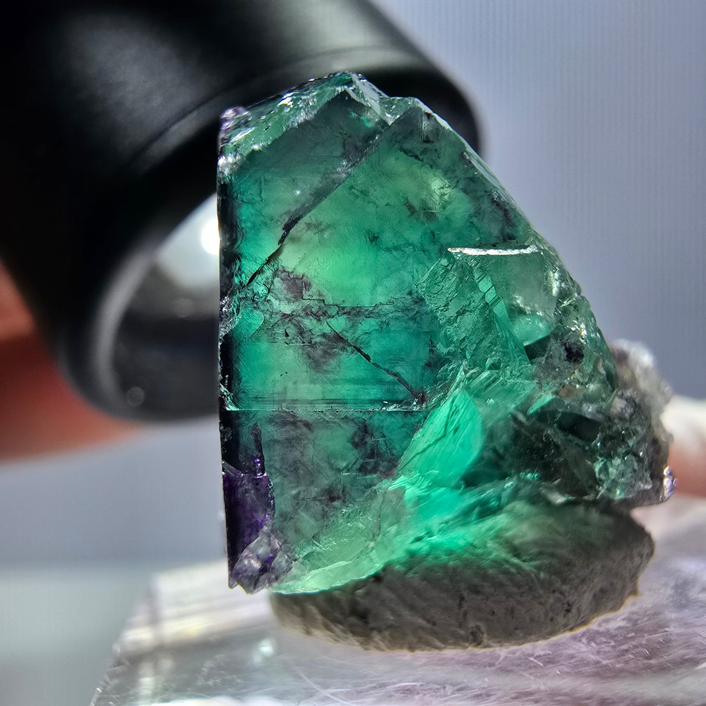 Phantom Fluorite cube parquetted, green purple Okorusu, Namibia 20*20*18mm