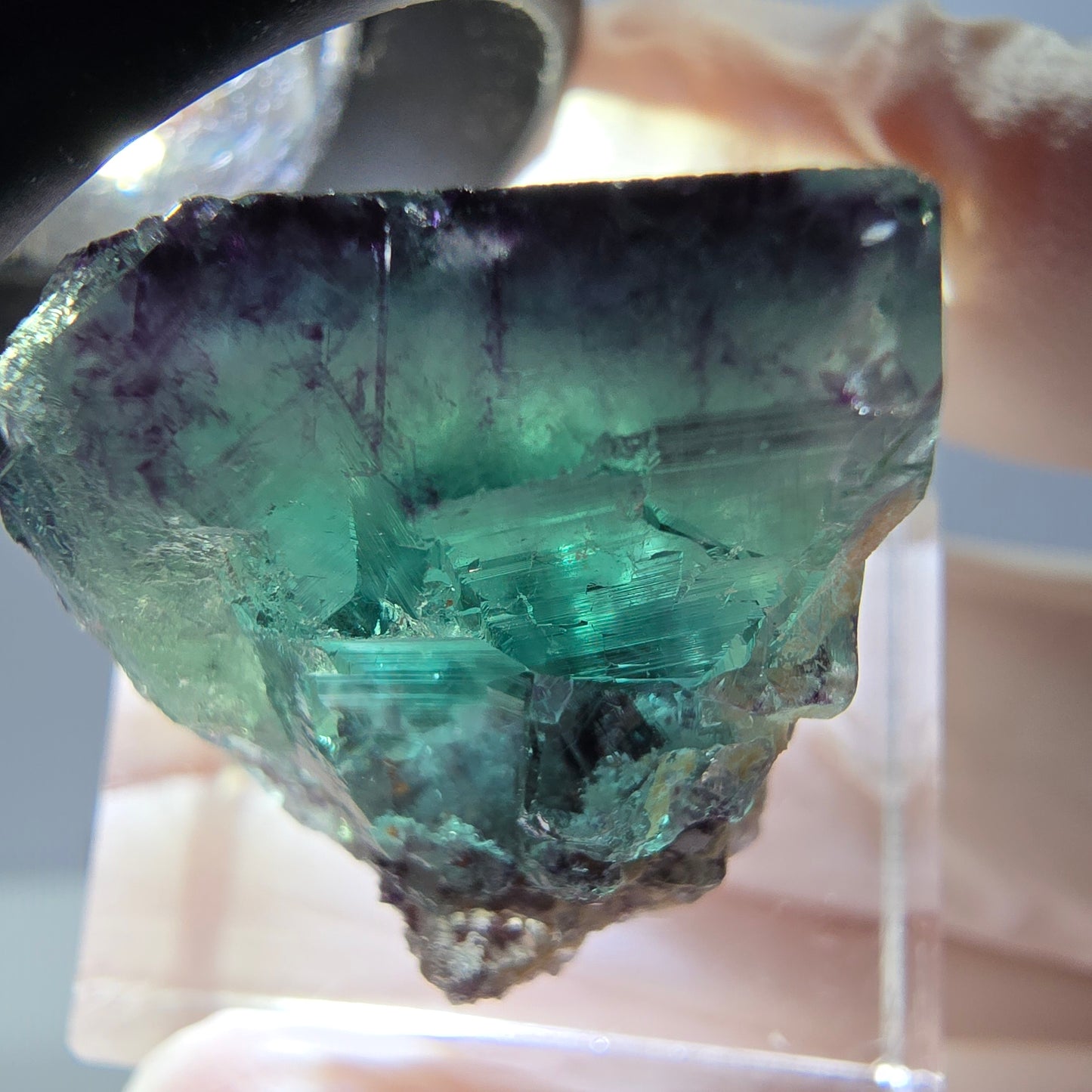 Phantom Fluorite cube parquetted, green purple Okorusu, Namibia 20*20*18mm
