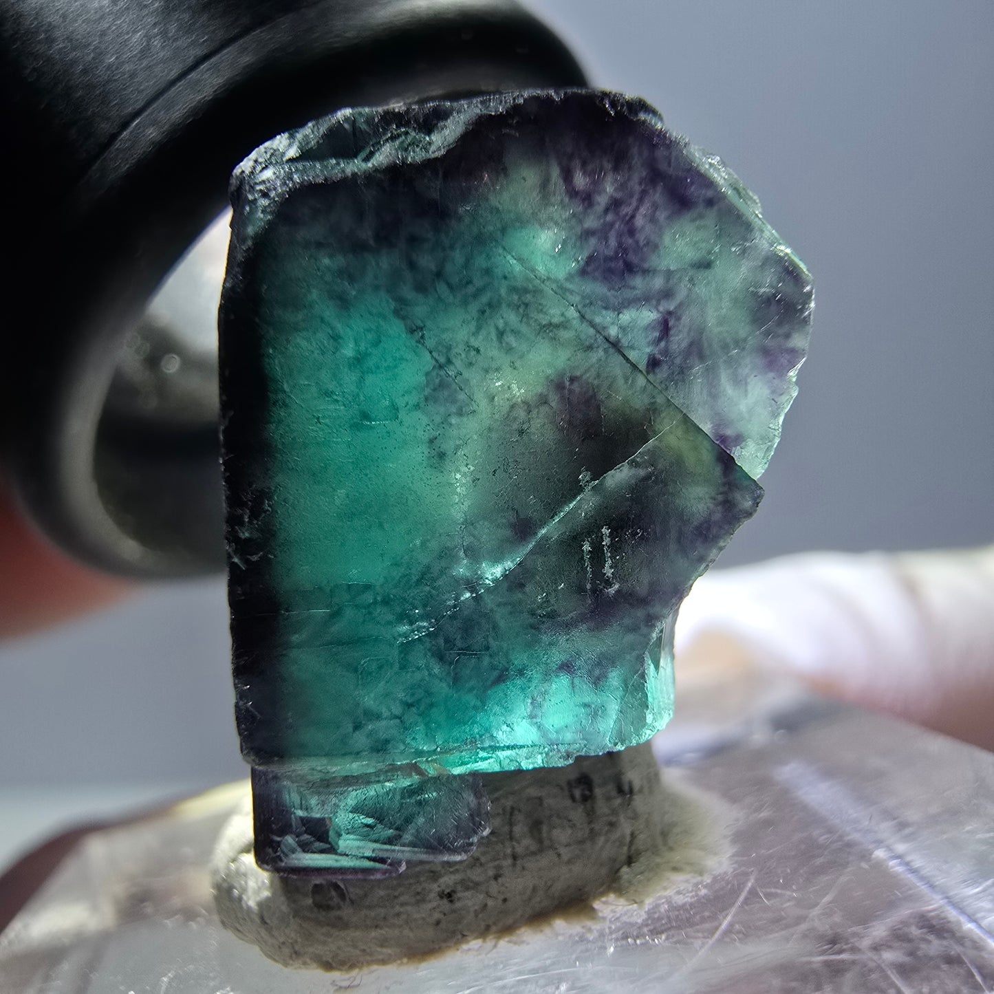 Phantom Fluorite cube parquetted, green purple Okorusu, Namibia 17*17*16mm