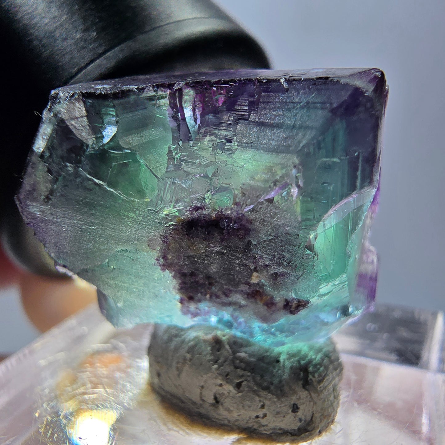 Phantom Fluorite cube parquetted, green purple Okorusu, Namibia 17*17*16mm