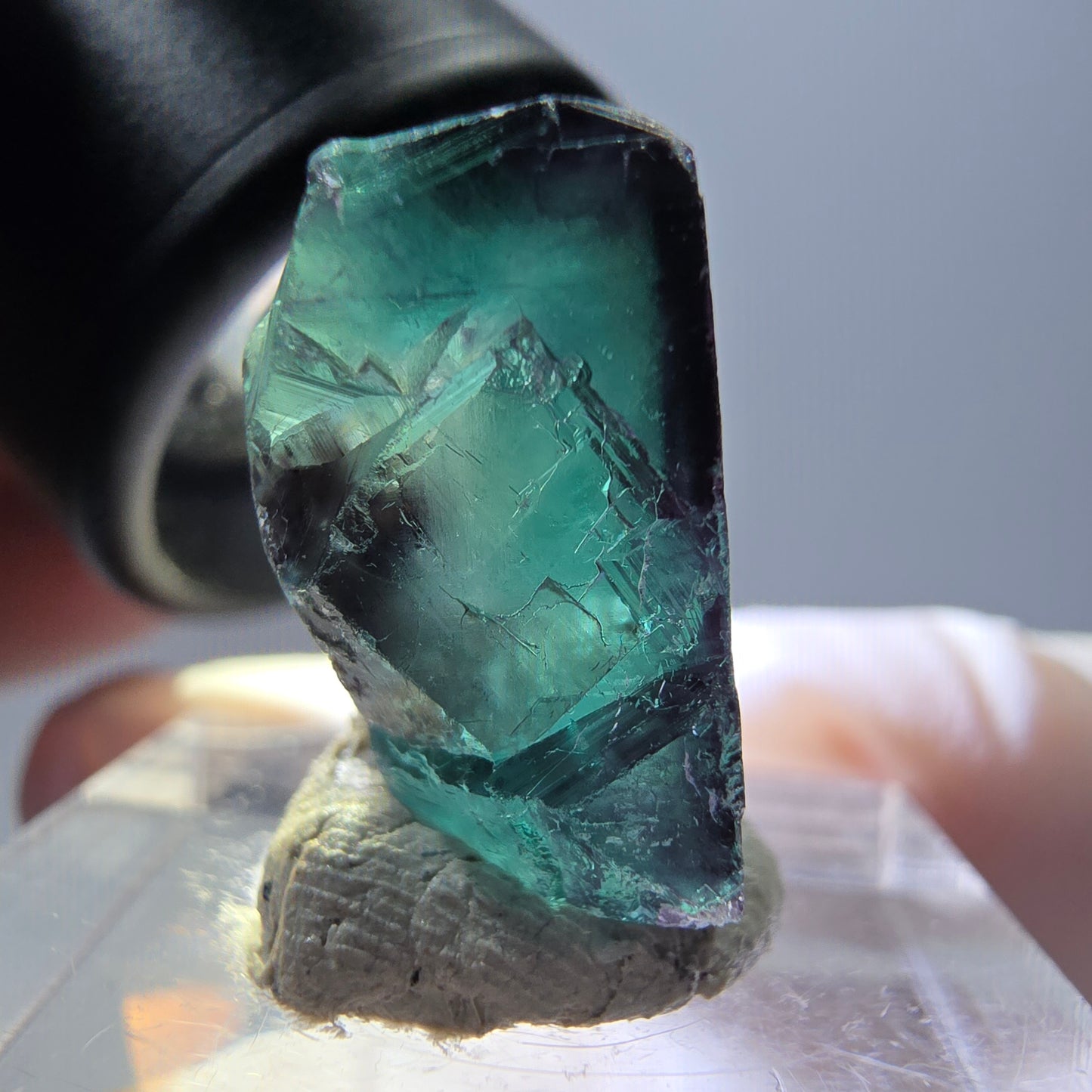 Phantom Fluorite cube parquetted, green purple Okorusu, Namibia 17*17*16mm
