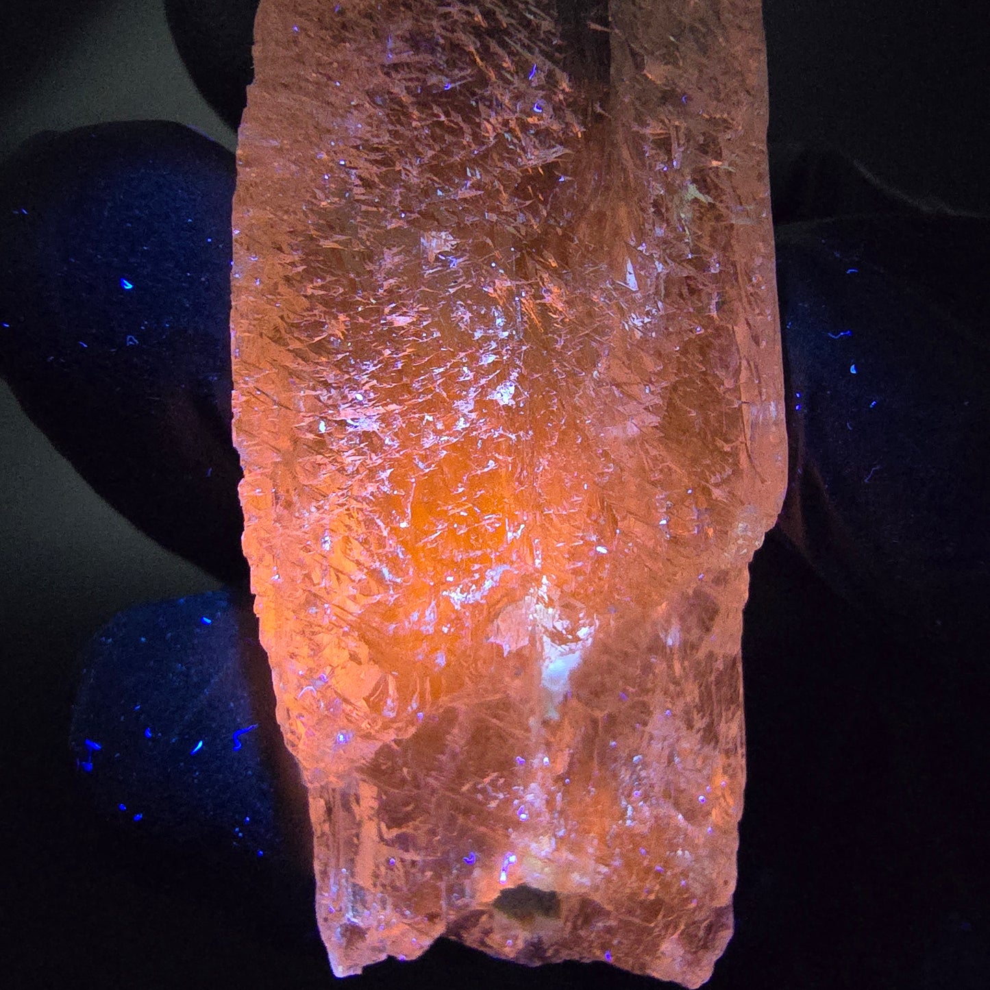 Seltener Kunzit Spodumen Kristall weiß UV Mineral 73*22*13mm Brasilien Sammlung