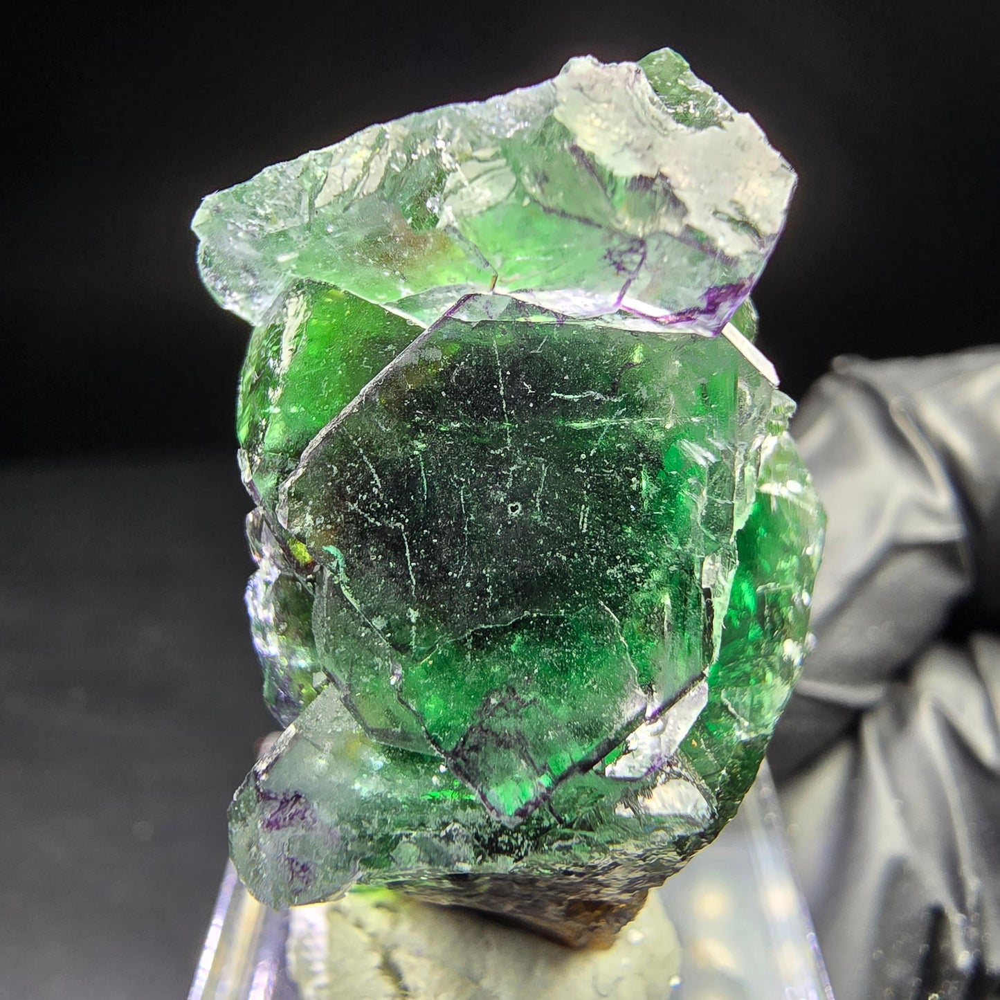 Seltene Phantom Fluorit Würfel Stufe grün braun 37*26*21mm aus Erongo, Namibia