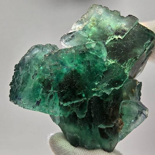 Rare cube de fluorite fantôme vert violet zonar Okorusu, namibie 52*51*30mm