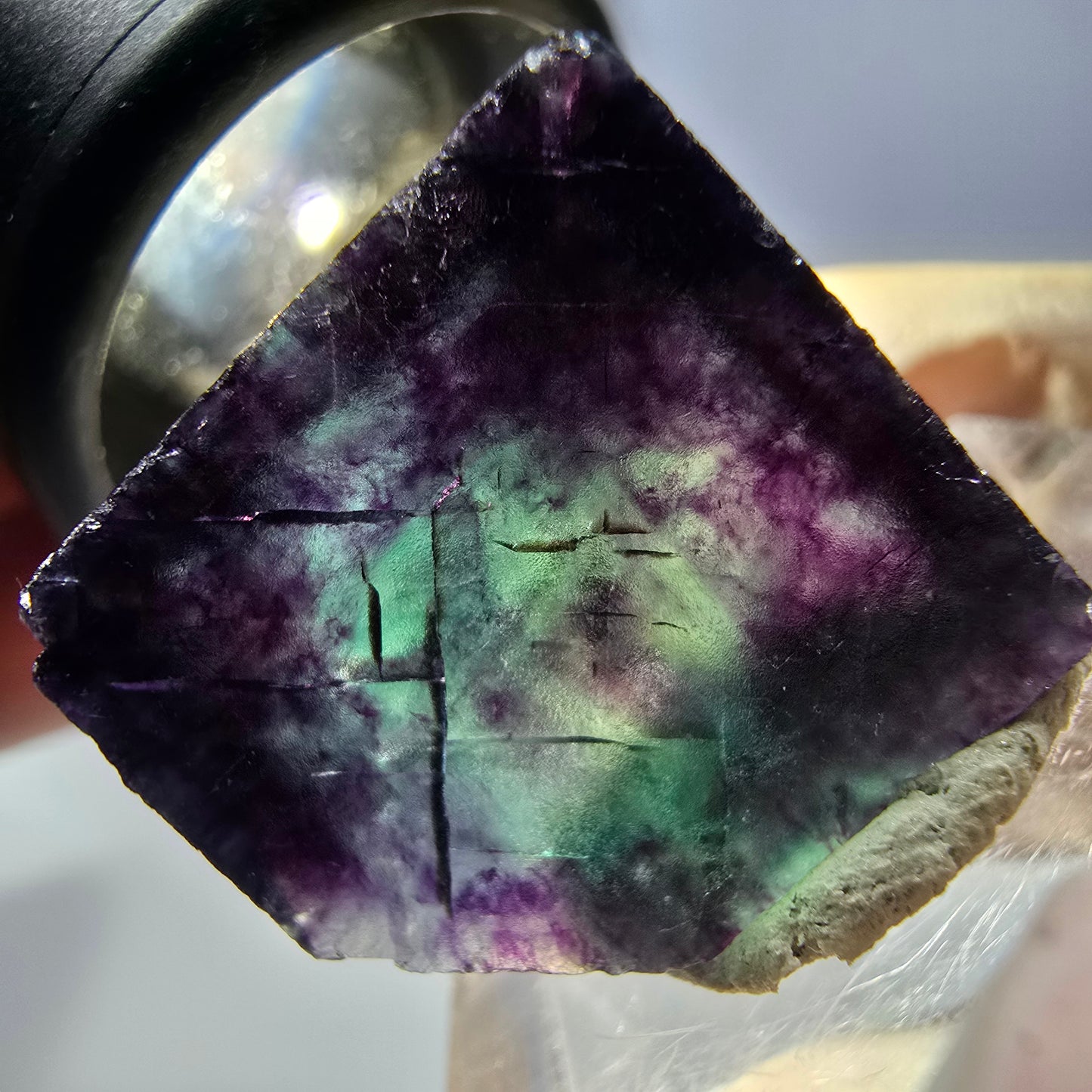 Phantom Fluorit Würfel parkettiert, grün lila Okorusu, Namibia 20*18*16mm