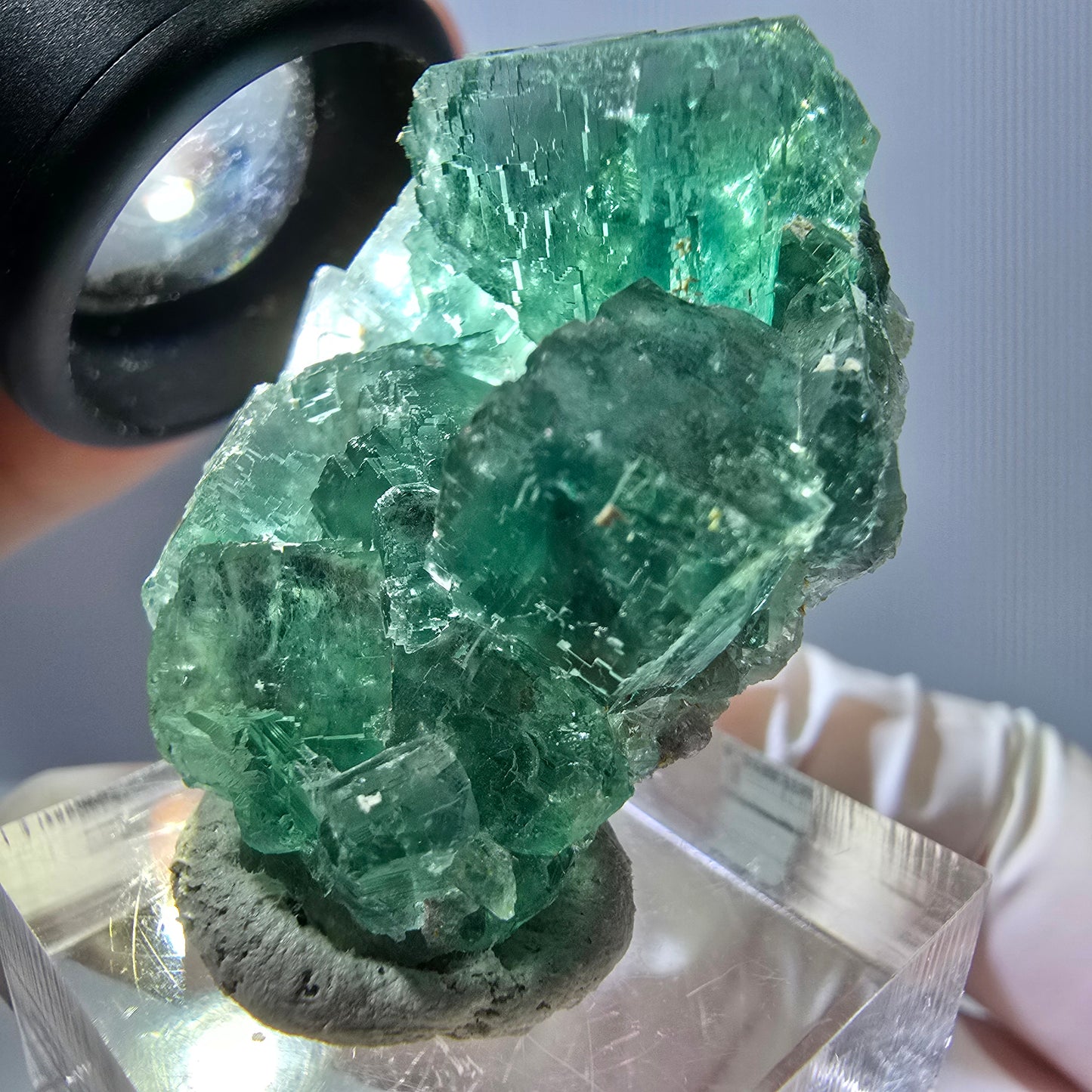 Phantom Fluorit Würfel Stufe, grün parkettiert Okorusu, Namibia 38*28*16mm