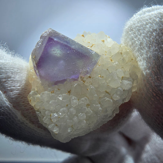 Phantom Fluorit Würfel, Quarz Stufe grün lila Omehane, Namibia 27*27*13mm