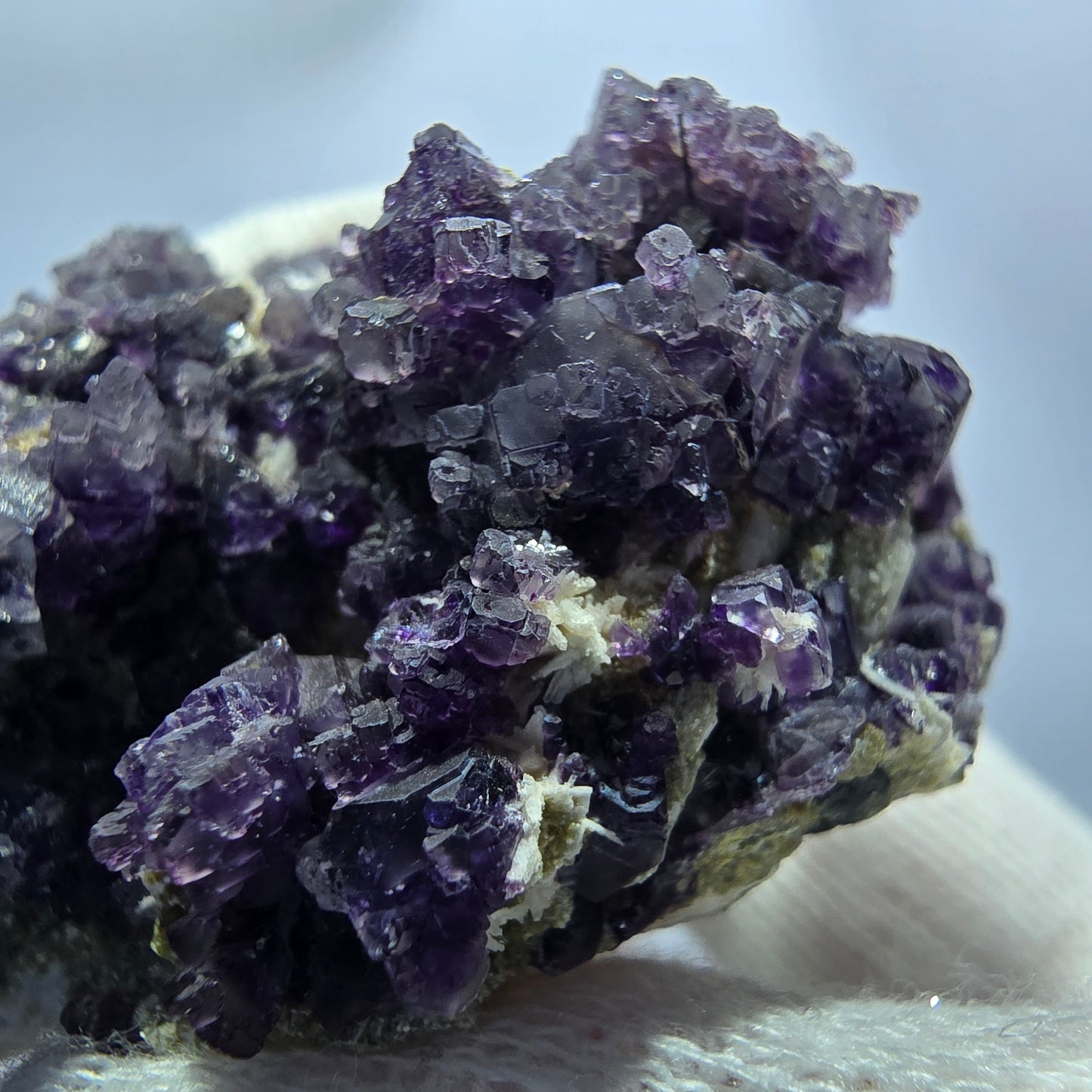 Cube de fluorite fantôme, hyalite, spécimen d'orthose, Erongo, Namibie, 63 x 40 x 28 mm