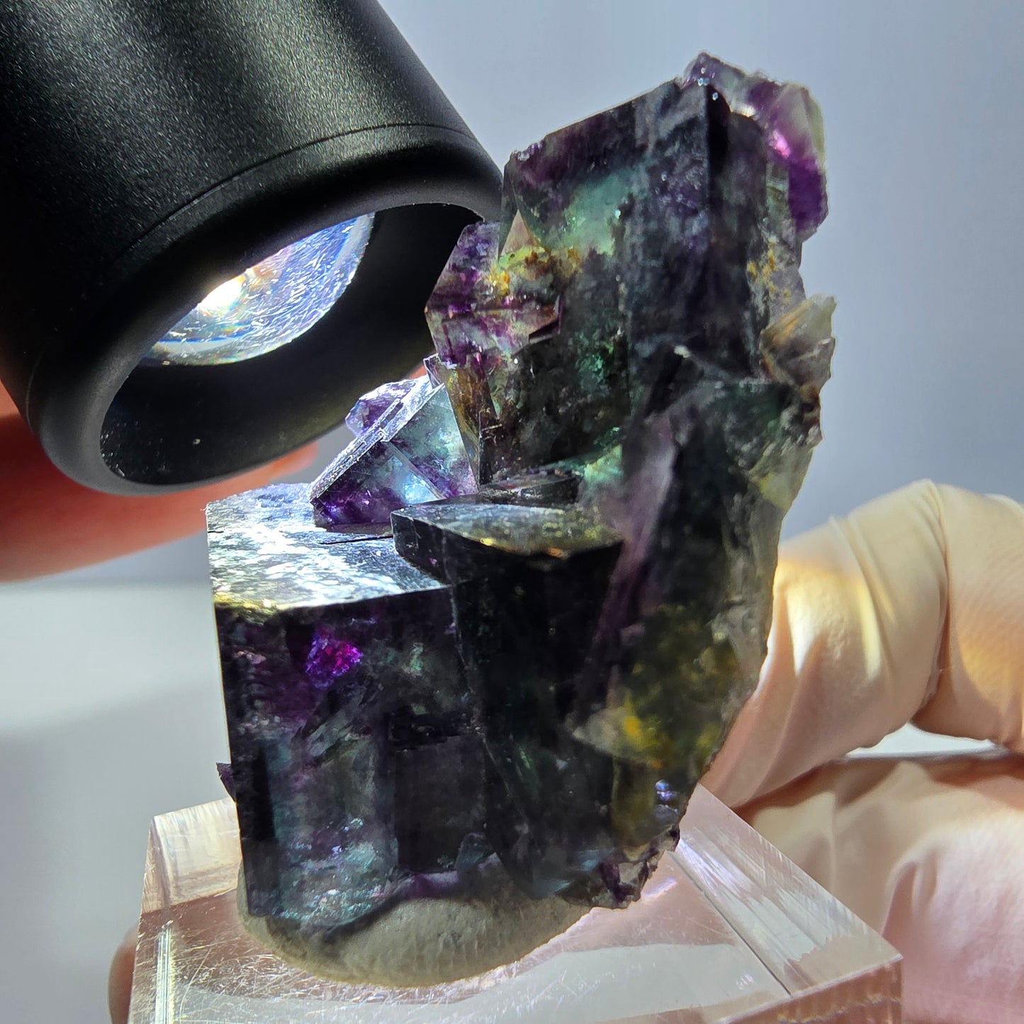 Phantom Fluorit Würfel Stufe, parkettiert grün lila Okorusu, Namibia 39*33*19mm