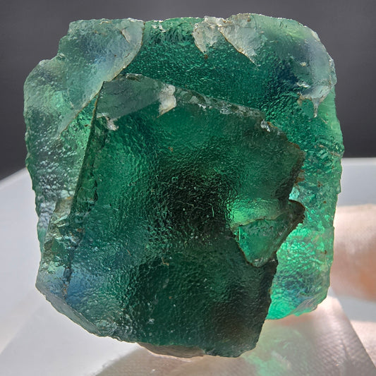 Cube de fluorite fantôme transparent, vert jaune, Okorusu namibie, Collection 52x48x38mm