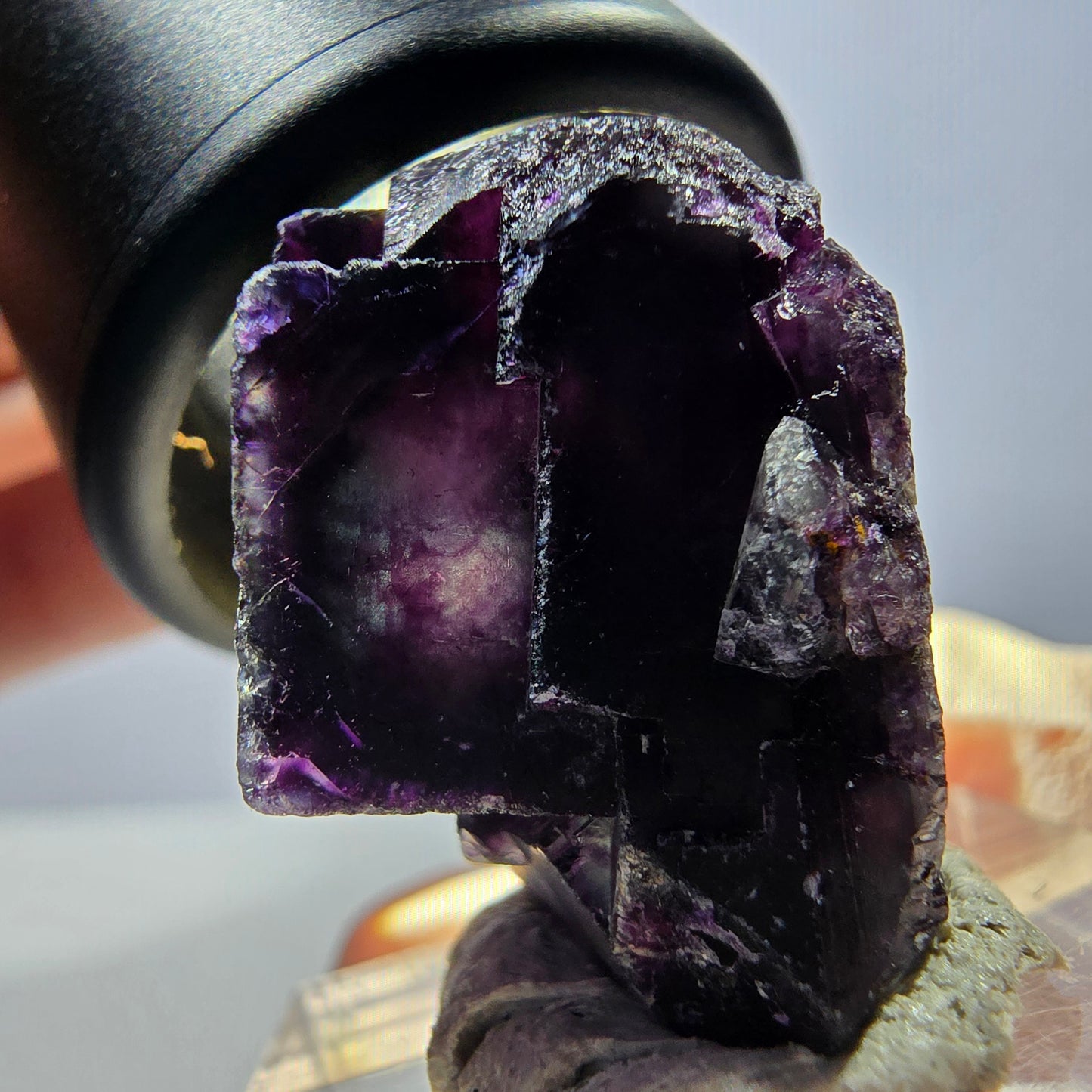 Spécimen de cube de fluorite fantôme, parqueté vert violet Okorusu, Namibie 27*23*17 mm