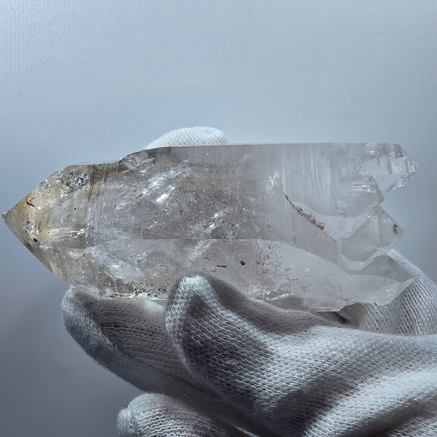 Quartz fumé lémurien Enhydro DT Sceptre Grande bulle Valentine Pocket Gob Namibie 89*37*25mm